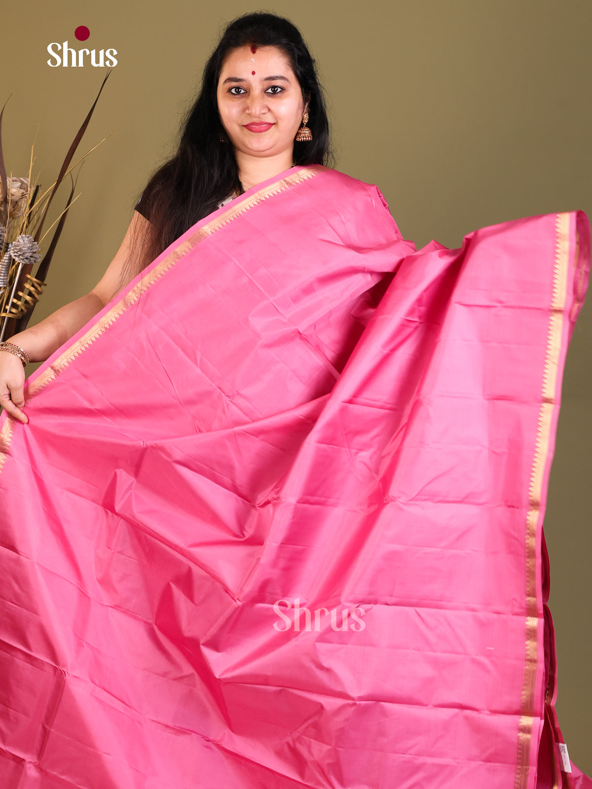 Baby pink Kanchipuram silk Saree -1