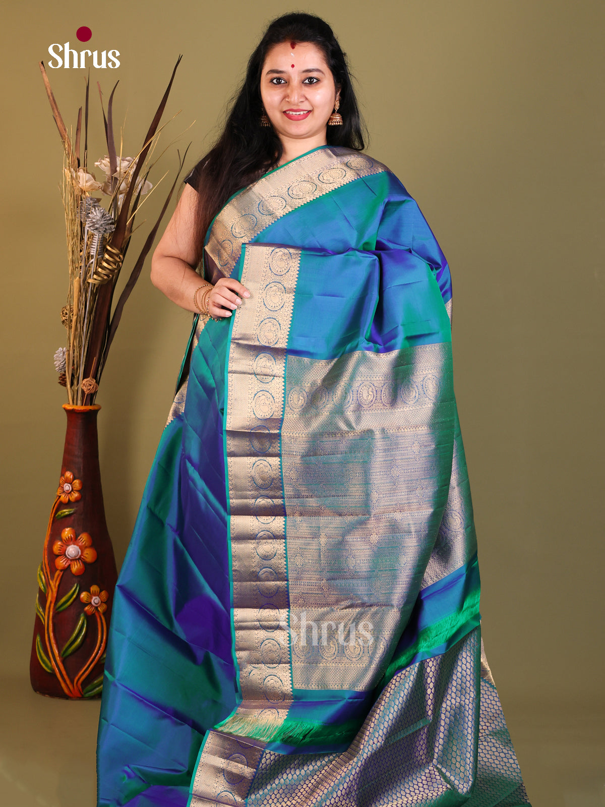 Blue with zari Kanchipuram silk (HR) Saree