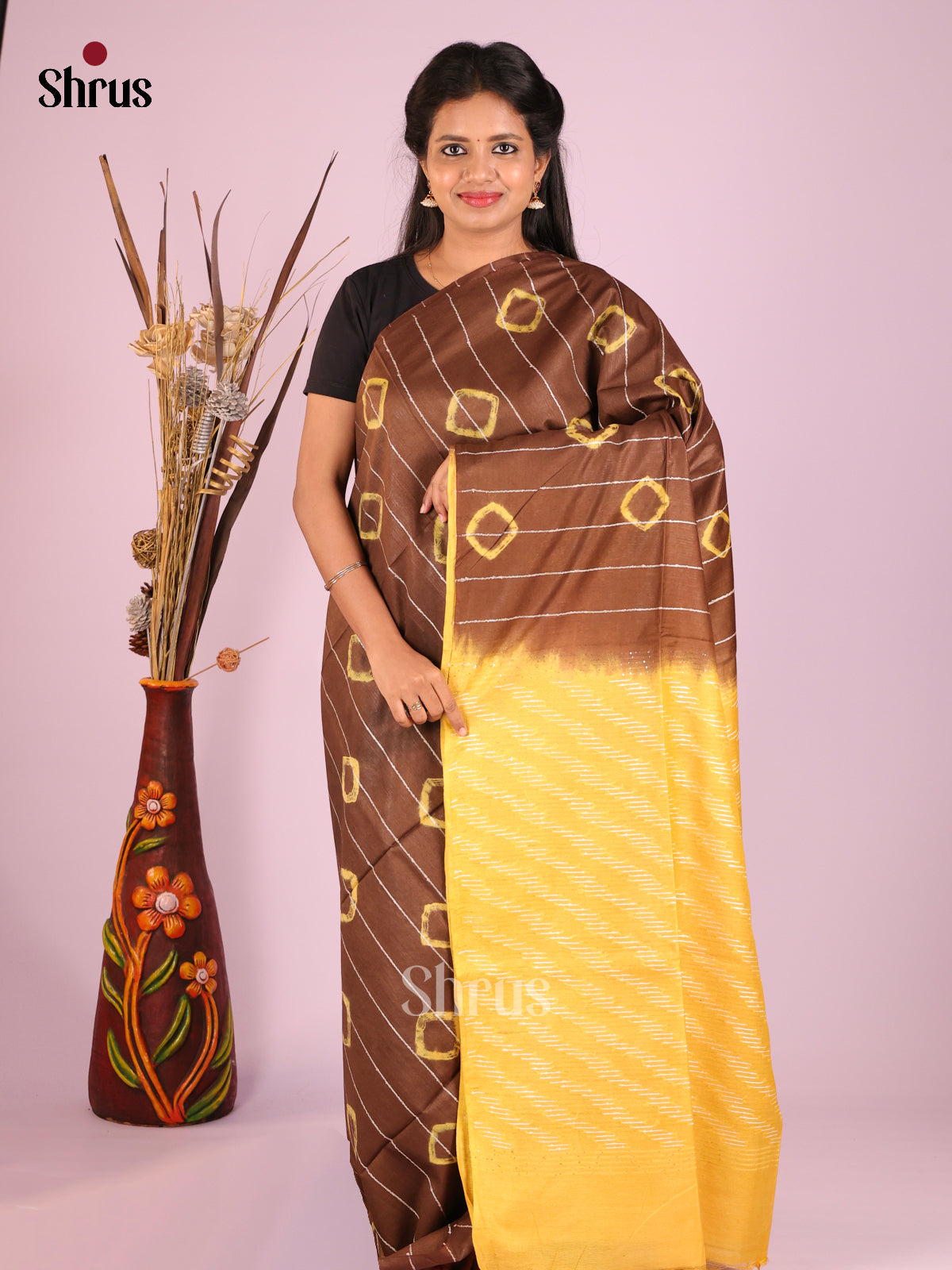 Brown & Beige- Shibori Saree