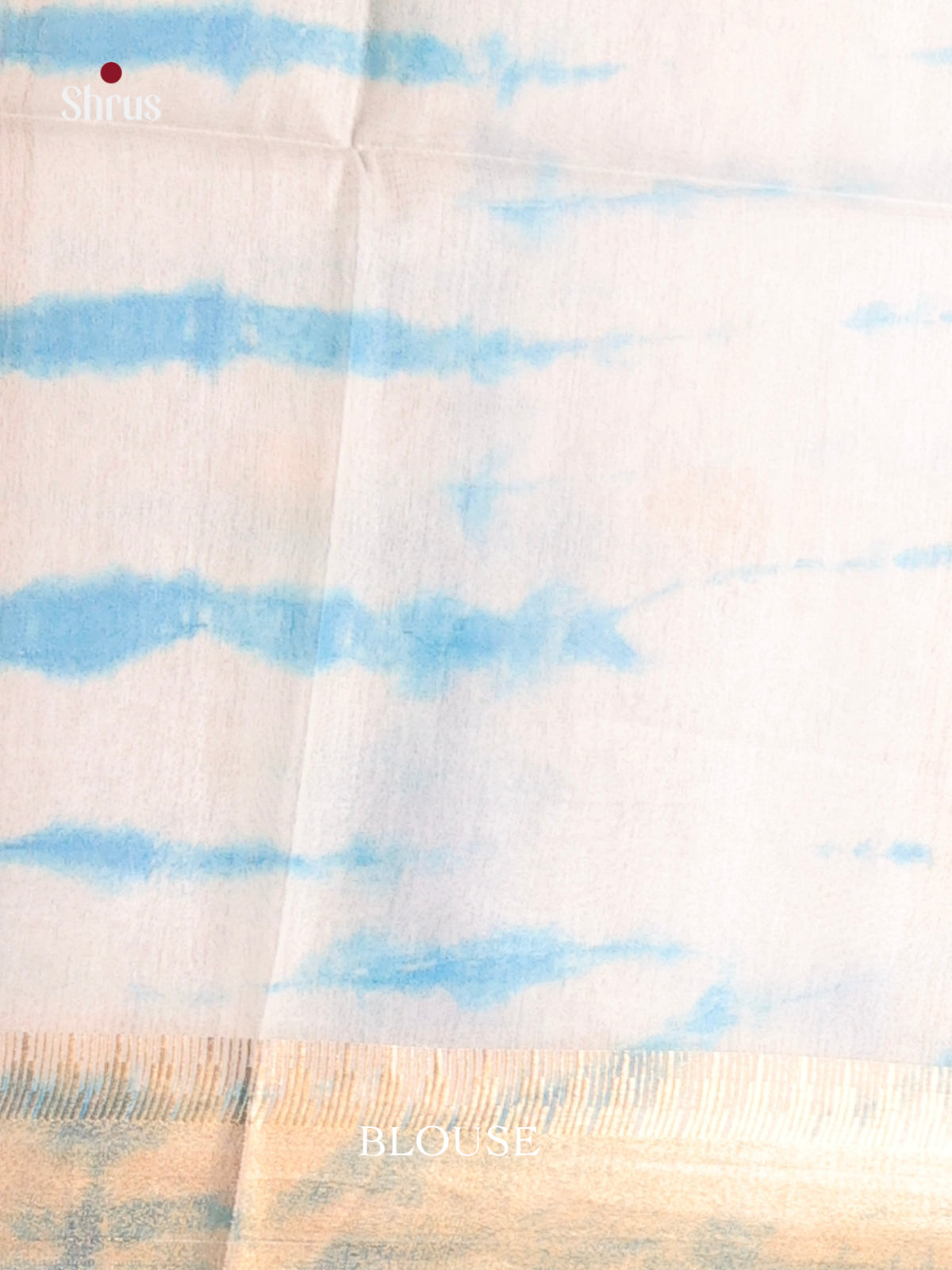 Cream & Blue - Shibori Saree