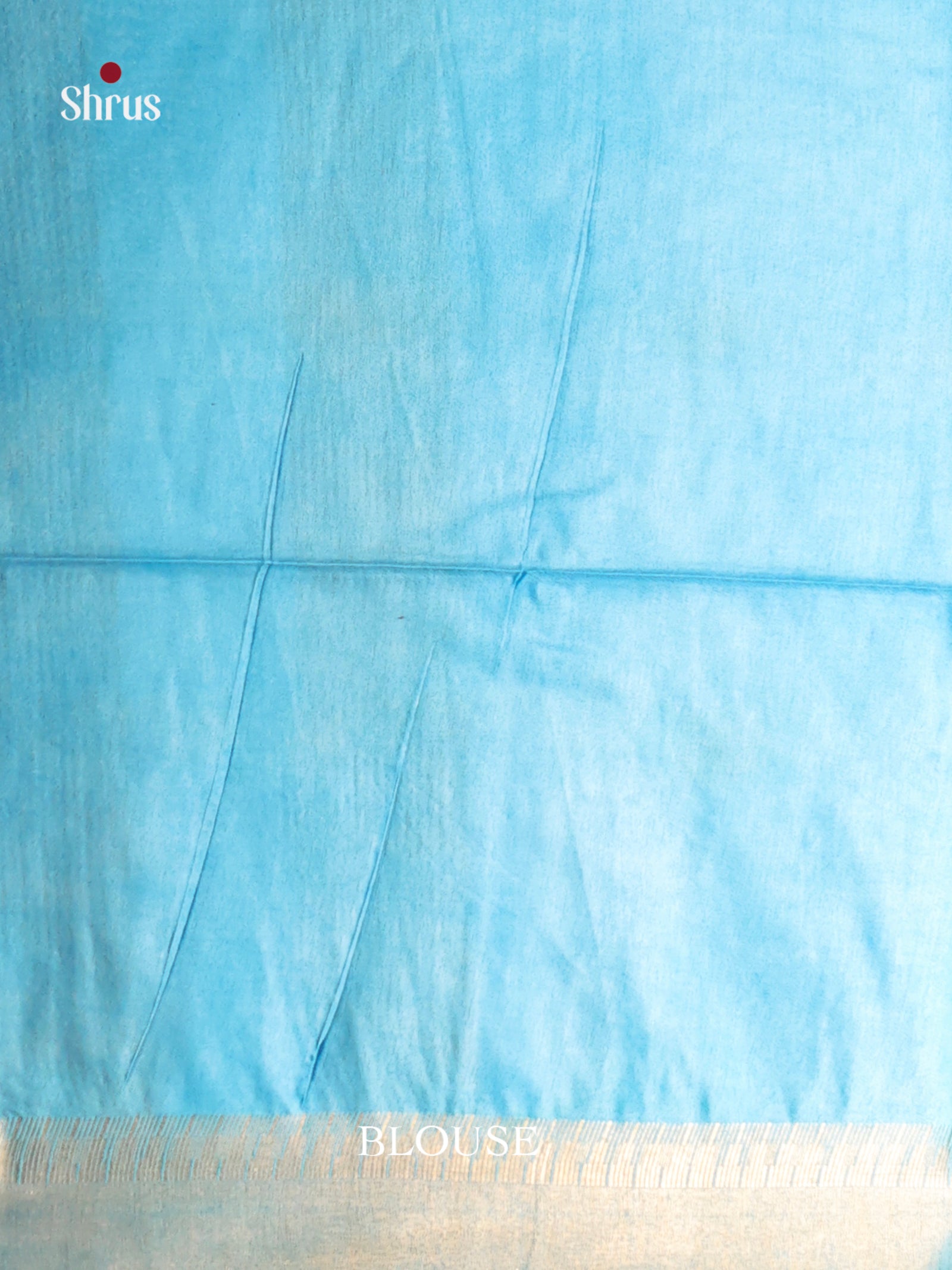 Cream & Blue - Shibori Saree