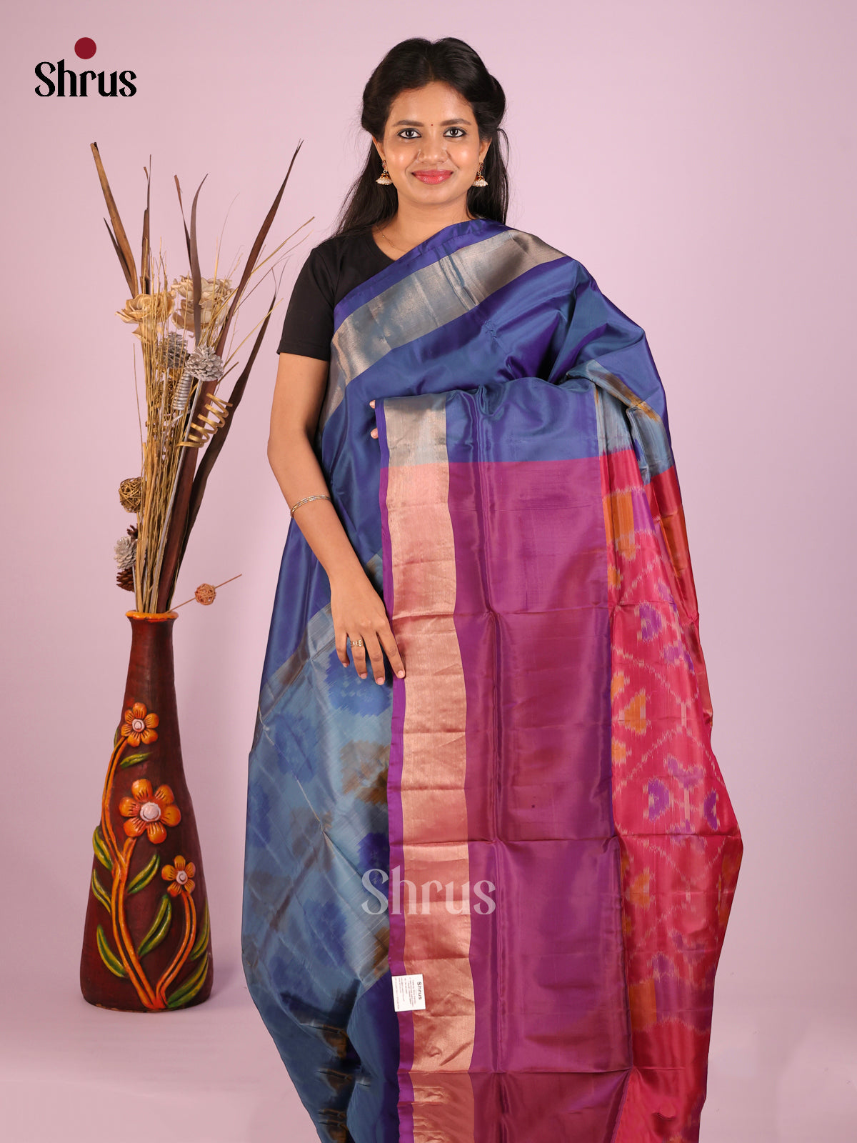 Grey & Purple- Semi uppada Saree - Shop on Shrus.com