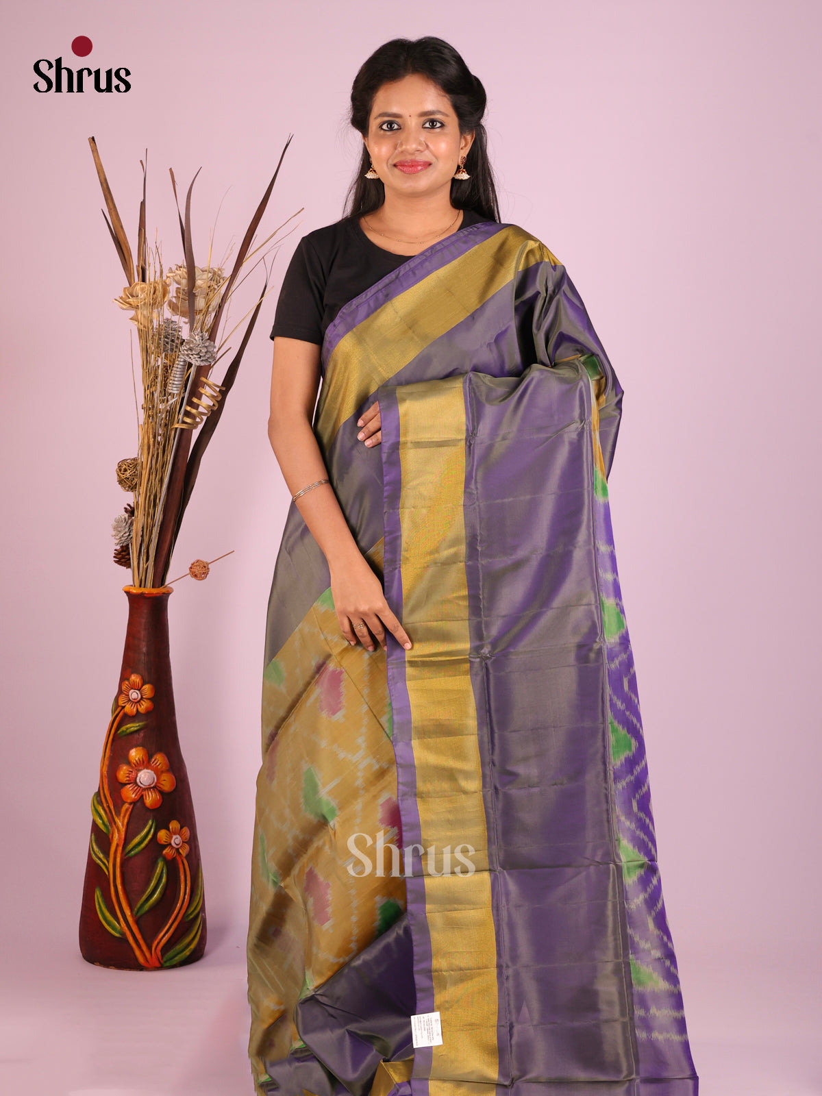Gold & Purple- Semi uppada Saree - Shop on Shrus.com