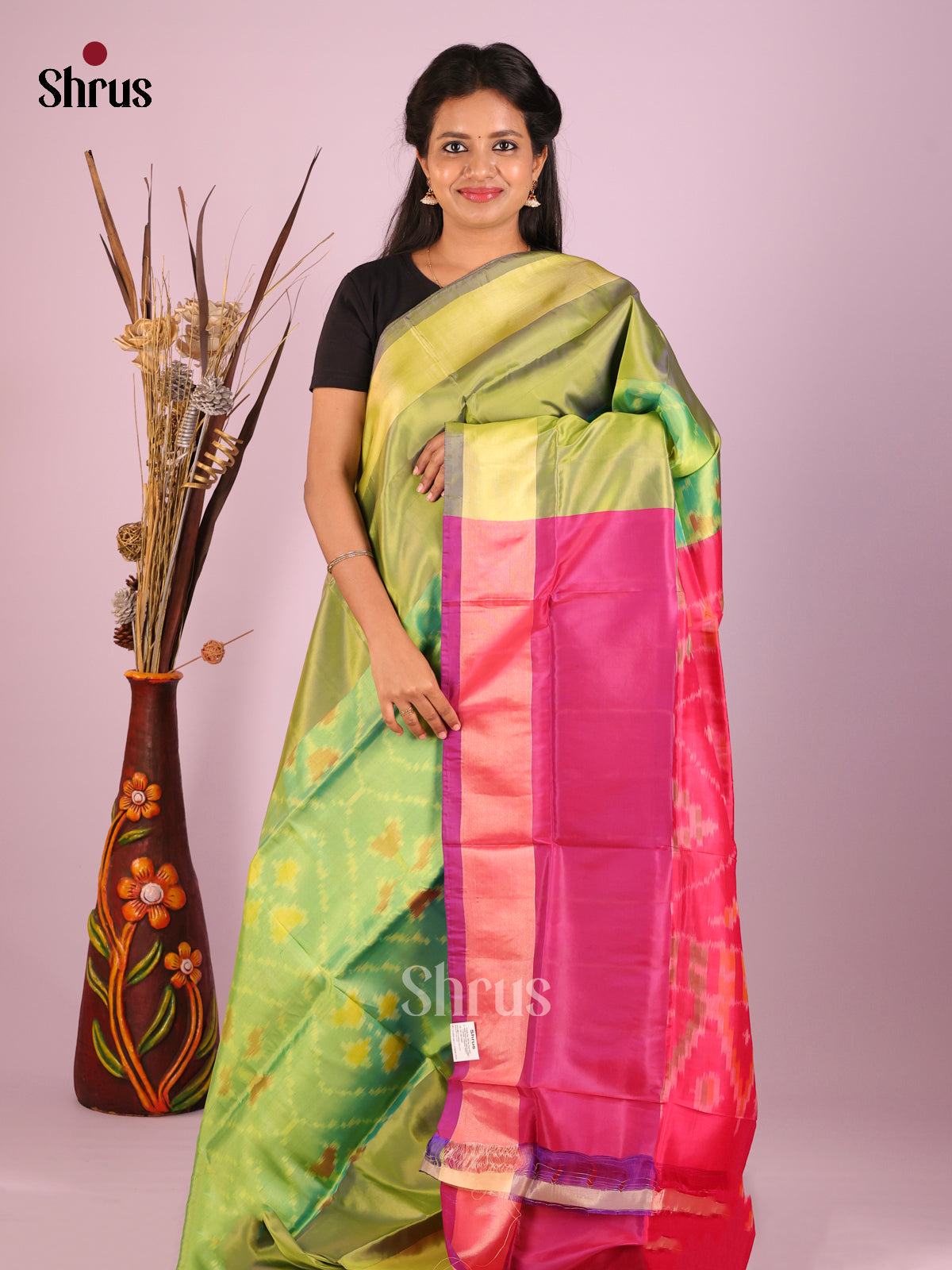 Green & Maroon- Semi uppada Saree - Shop on Shrus.com