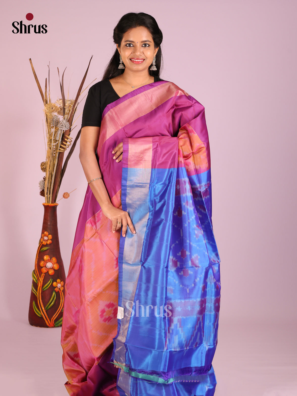 Brick & Blue - Semi uppada Saree