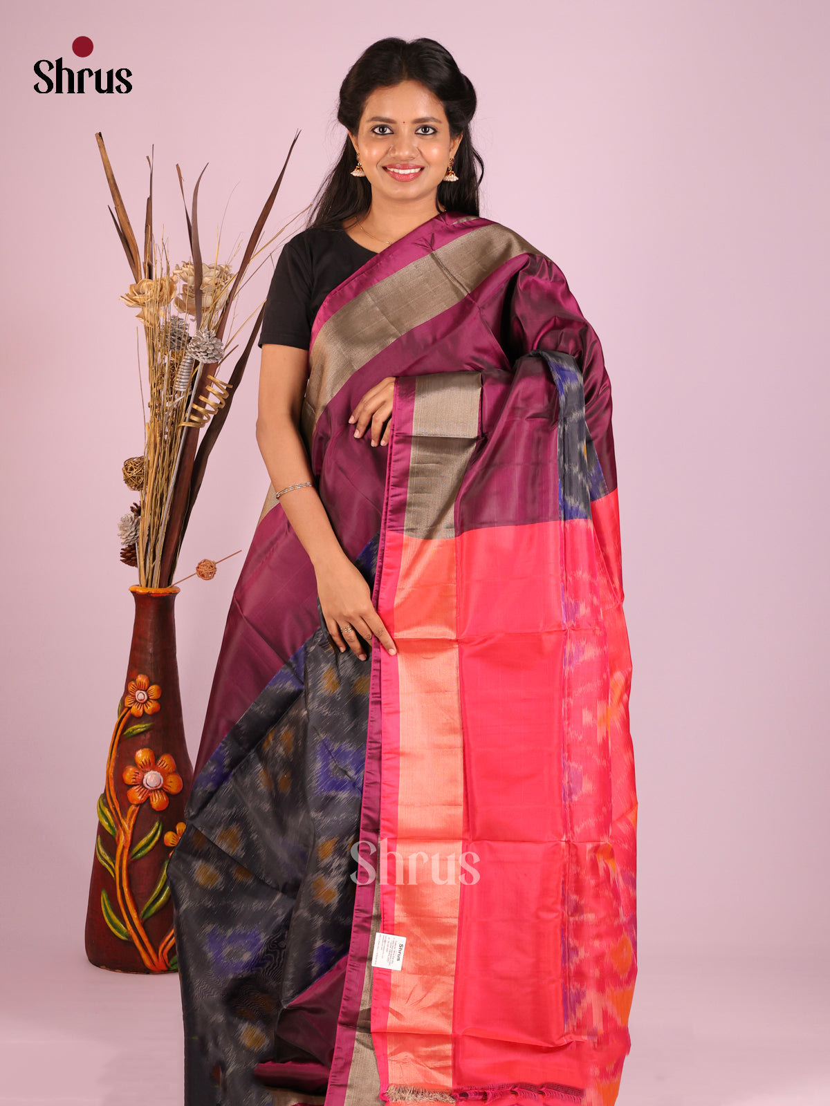 Black & red- Semi uppada Saree