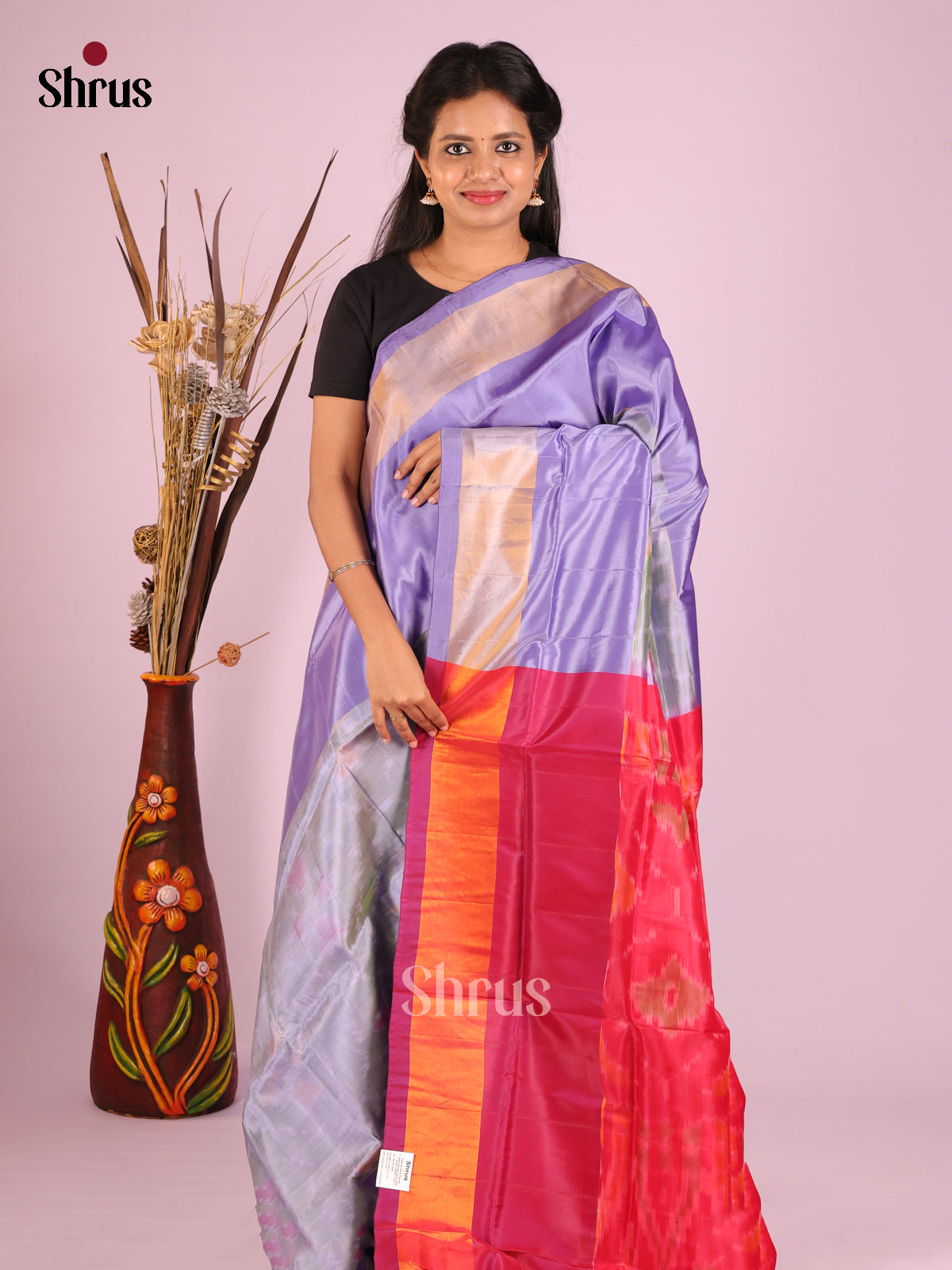 Grey & Maroon - Semi uppada Saree - Shop on Shrus.com