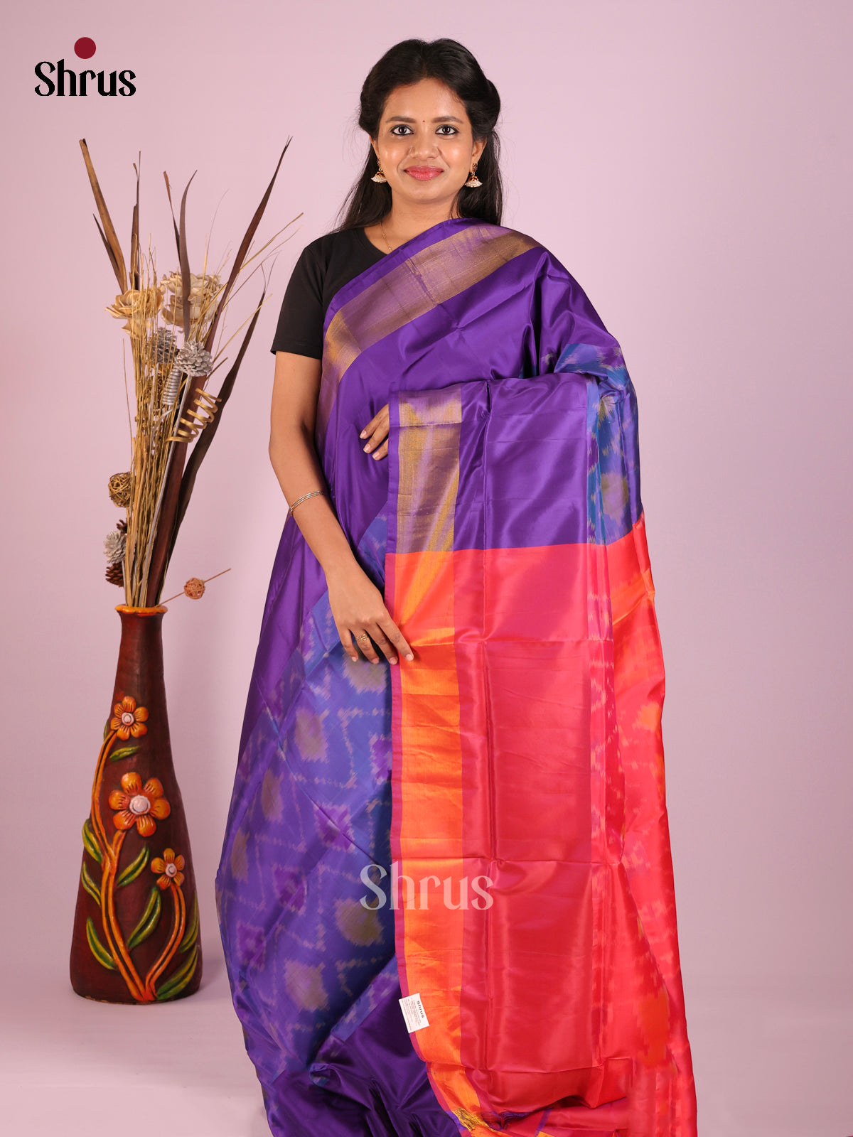Blue & Maroon - Semi uppada Saree