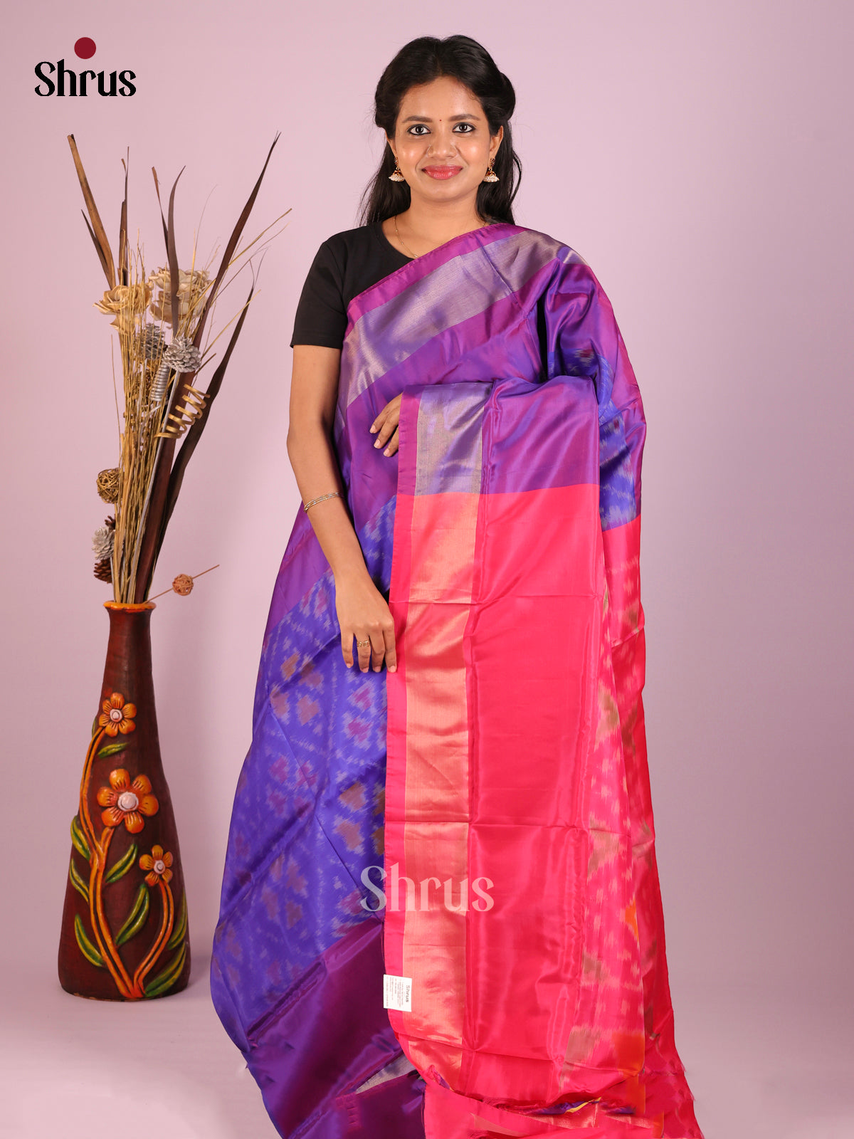 Blue & Red - Semi uppada Saree