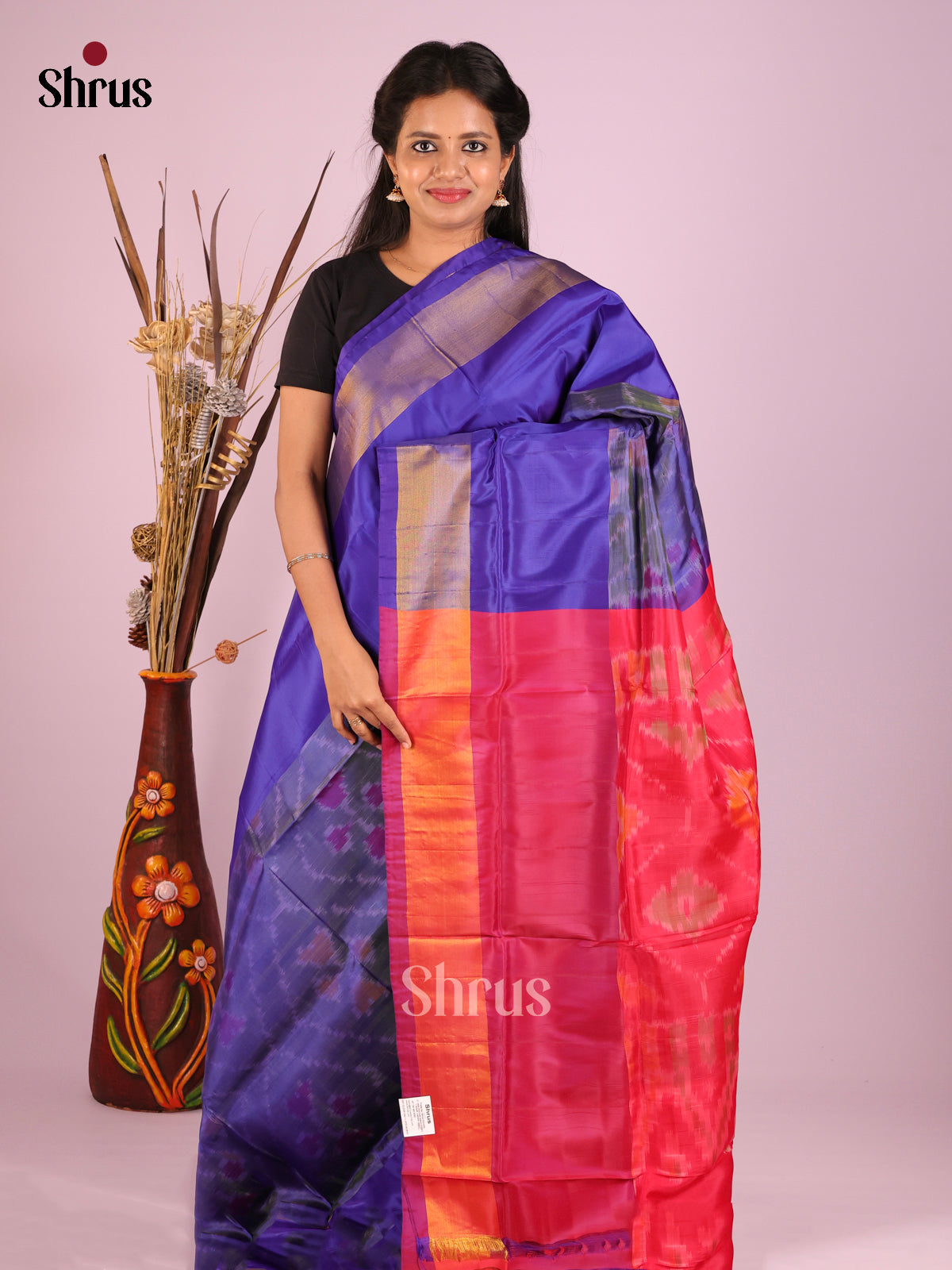 Blue & Red - Semi uppada Saree
