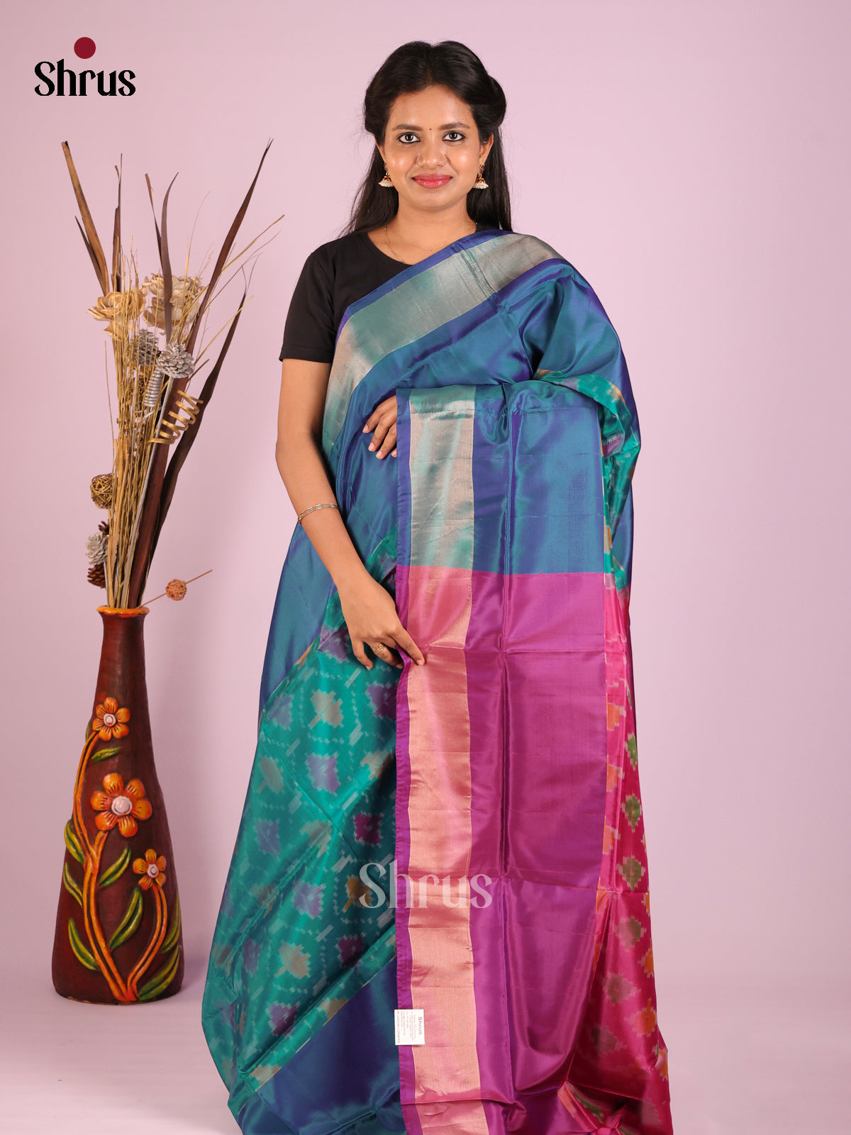 Green & Purple - Semi uppada Saree - Shop on Shrus.com