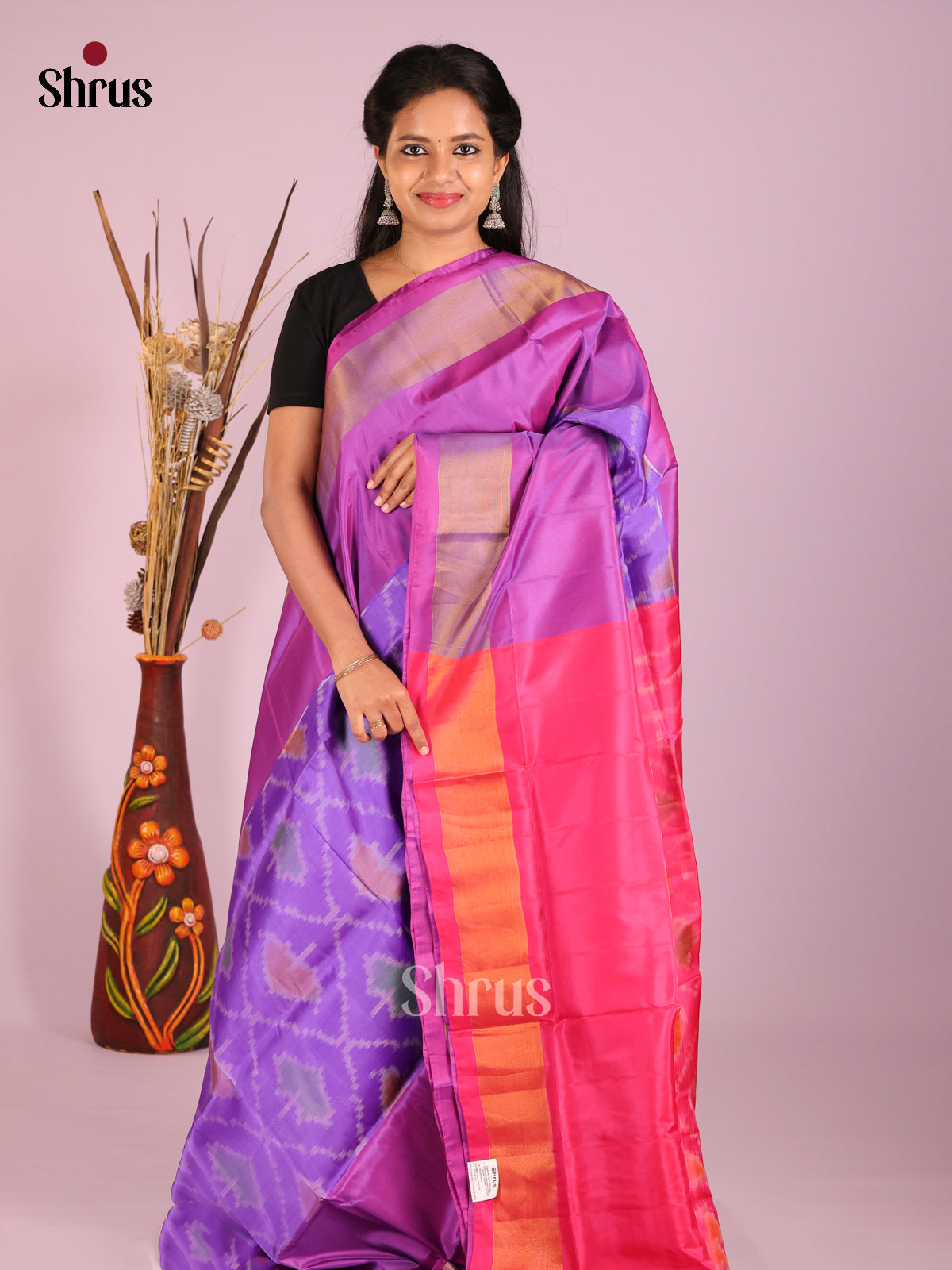 Purple & Pink - Semi uppada Saree - Shop on Shrus.com