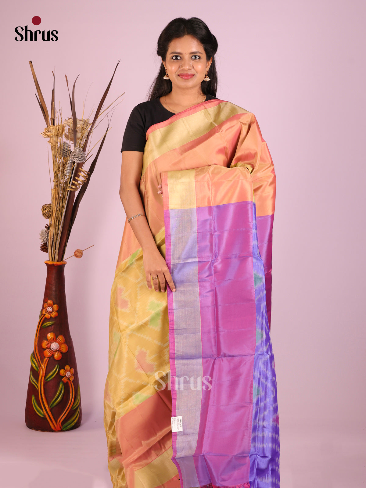 Peach & Purple - Semi uppada Saree - Shop on Shrus.com