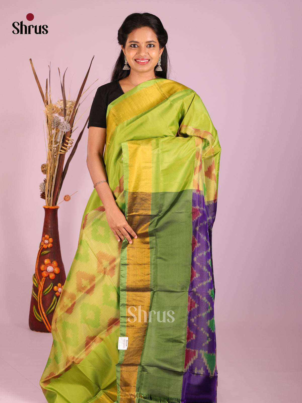 Green & Violet - Semi uppada Saree