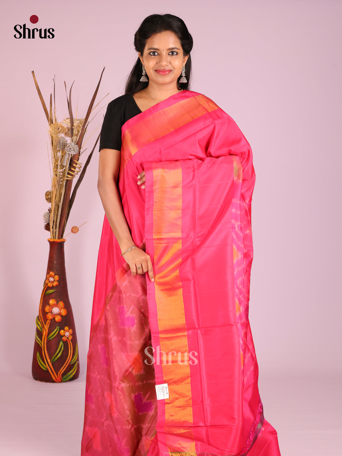 Pink - Semi uppada Saree - Shop on Shrus.com