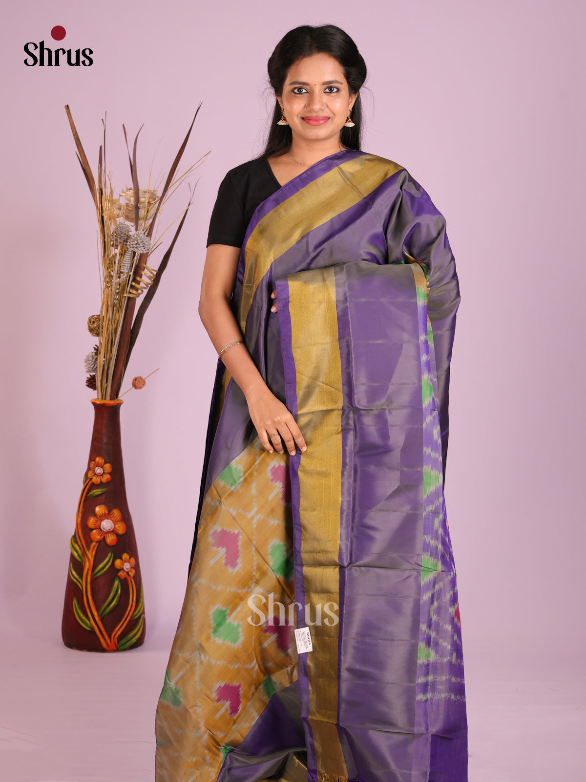 Mustard & Violet- Semi uppada Saree