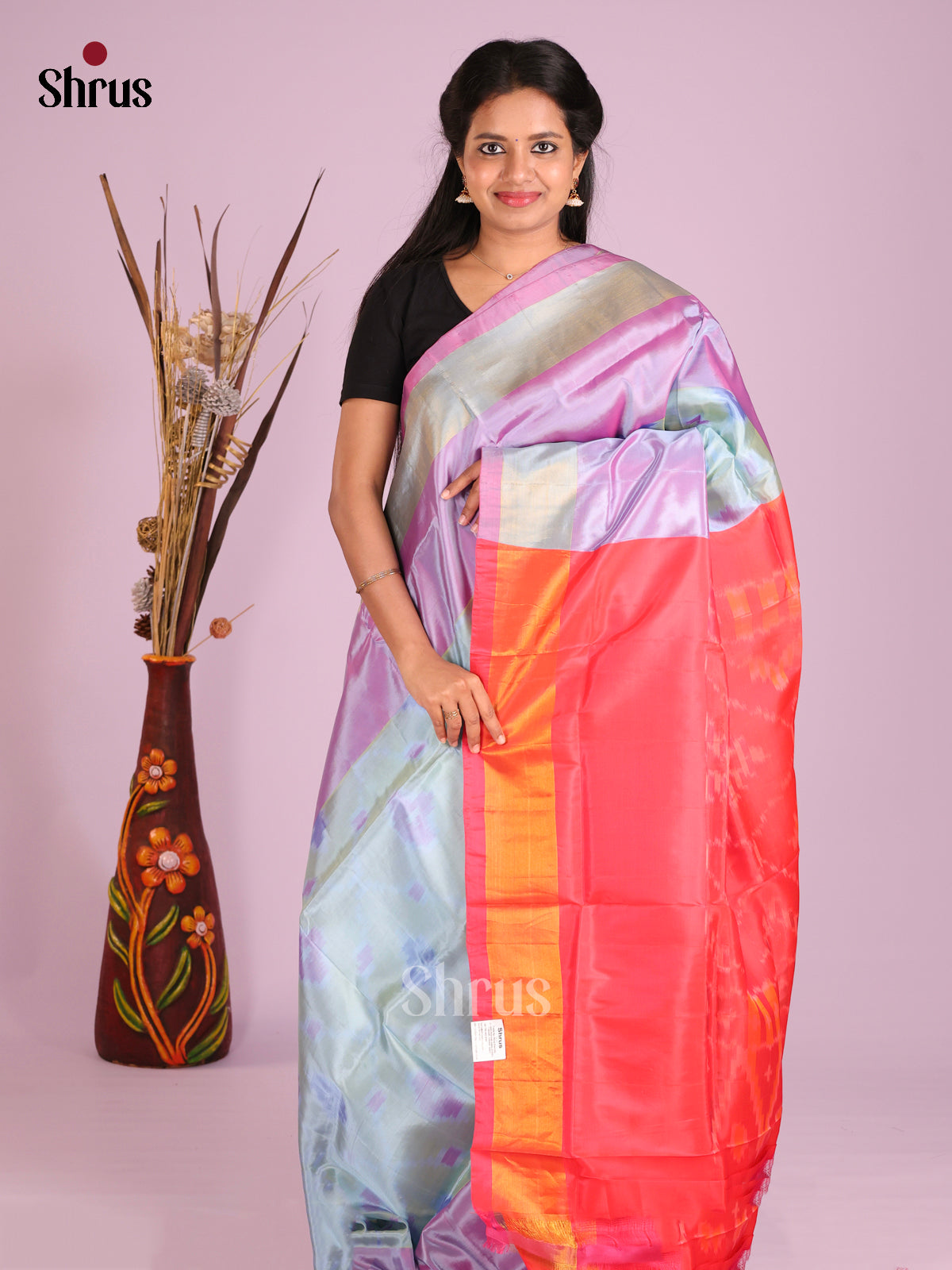 Grey & Orange- Semi uppada Saree