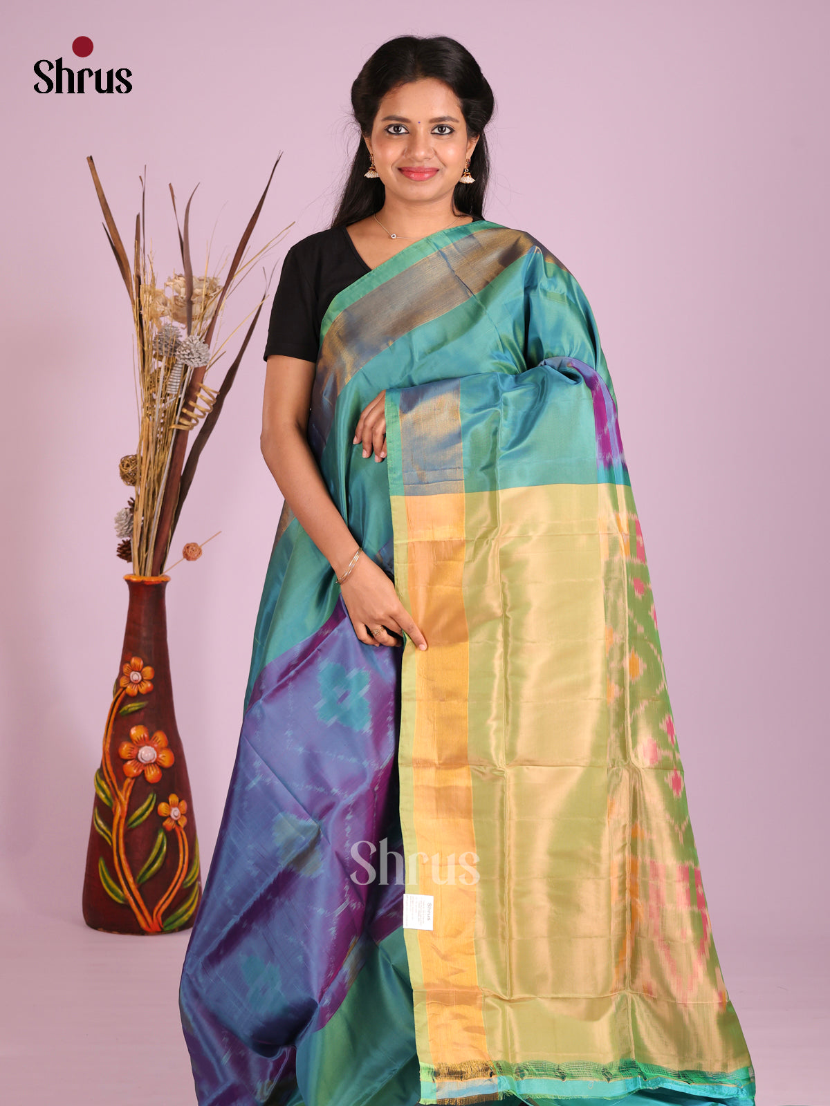 Blue & Teal - Semi uppada Saree