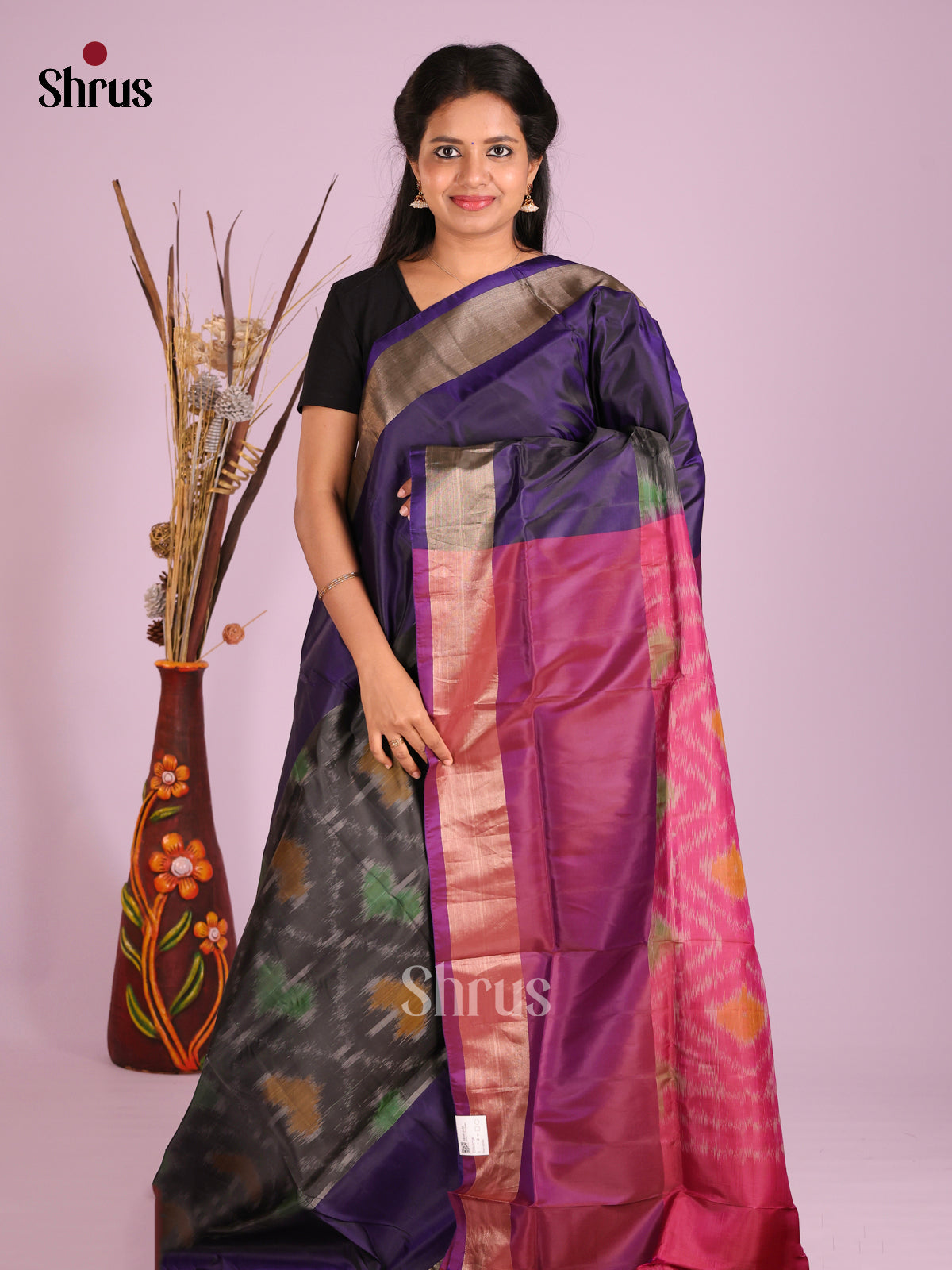 Black & Purple- Semi uppada Saree