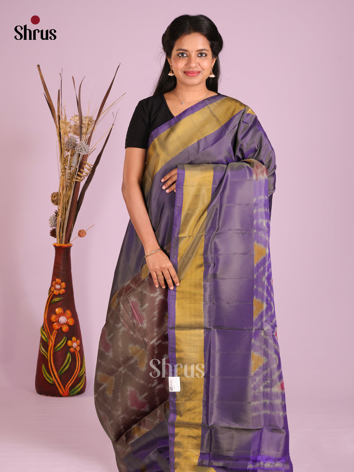 Brown & Blue- Semi uppada Saree