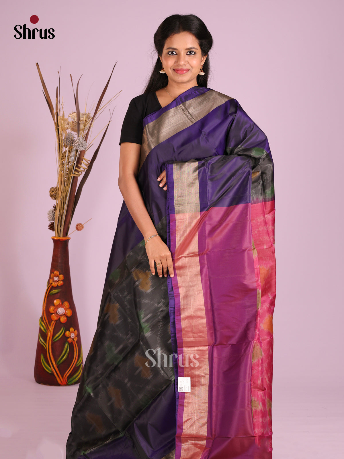 Black & Purple- Semi uppada Saree