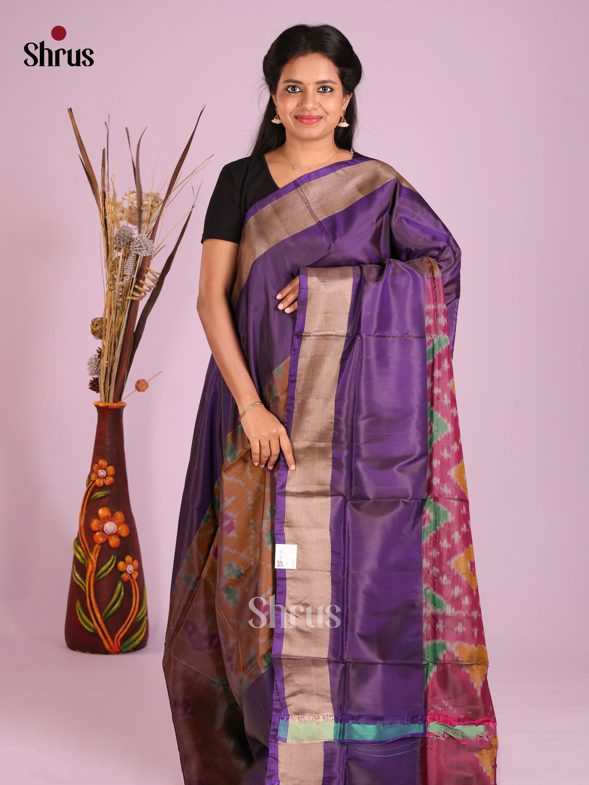 Mehandi & Violet - Semi uppada Saree - Shop on Shrus.com