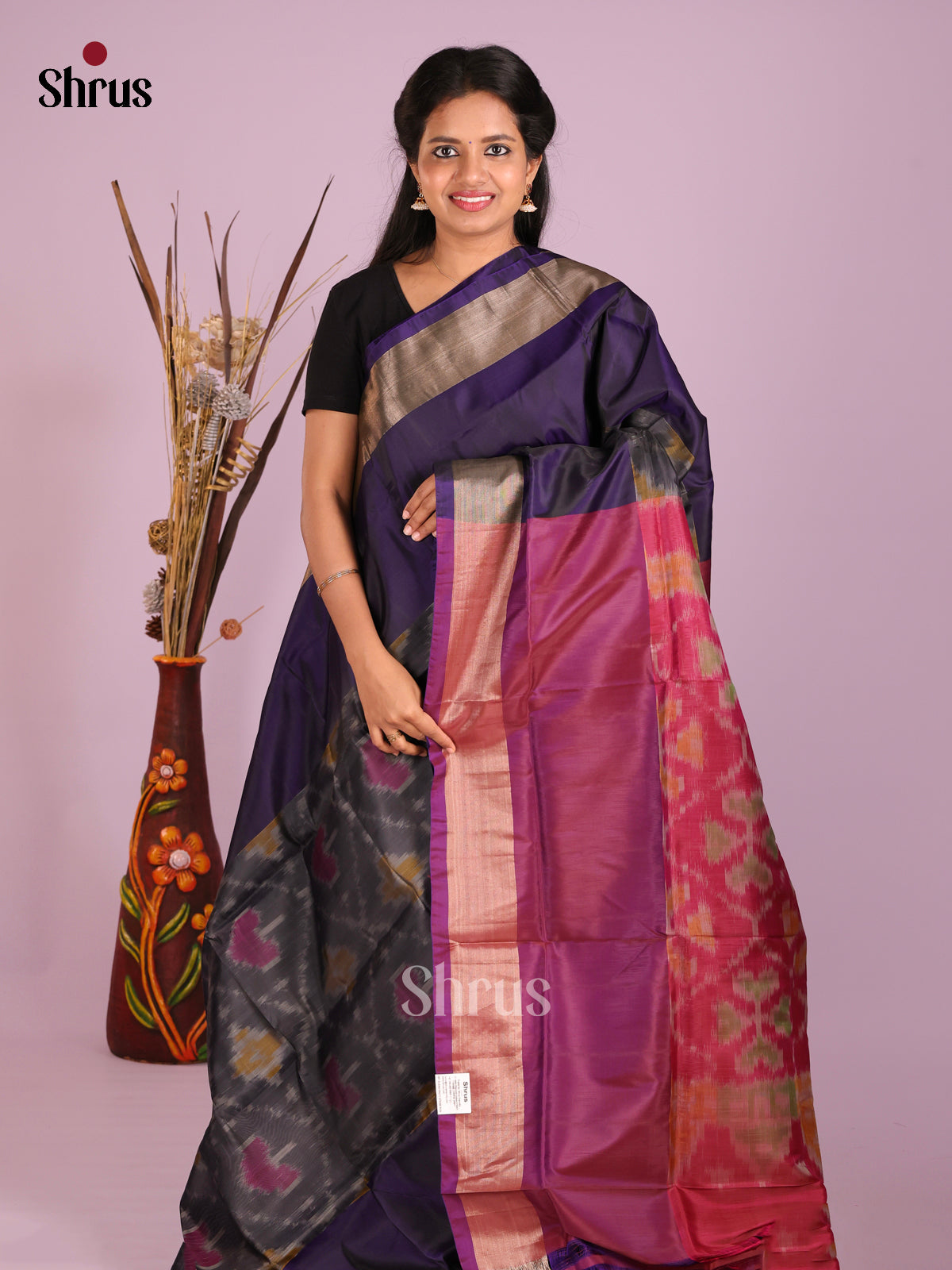 Black & Purple - Semi uppada Saree