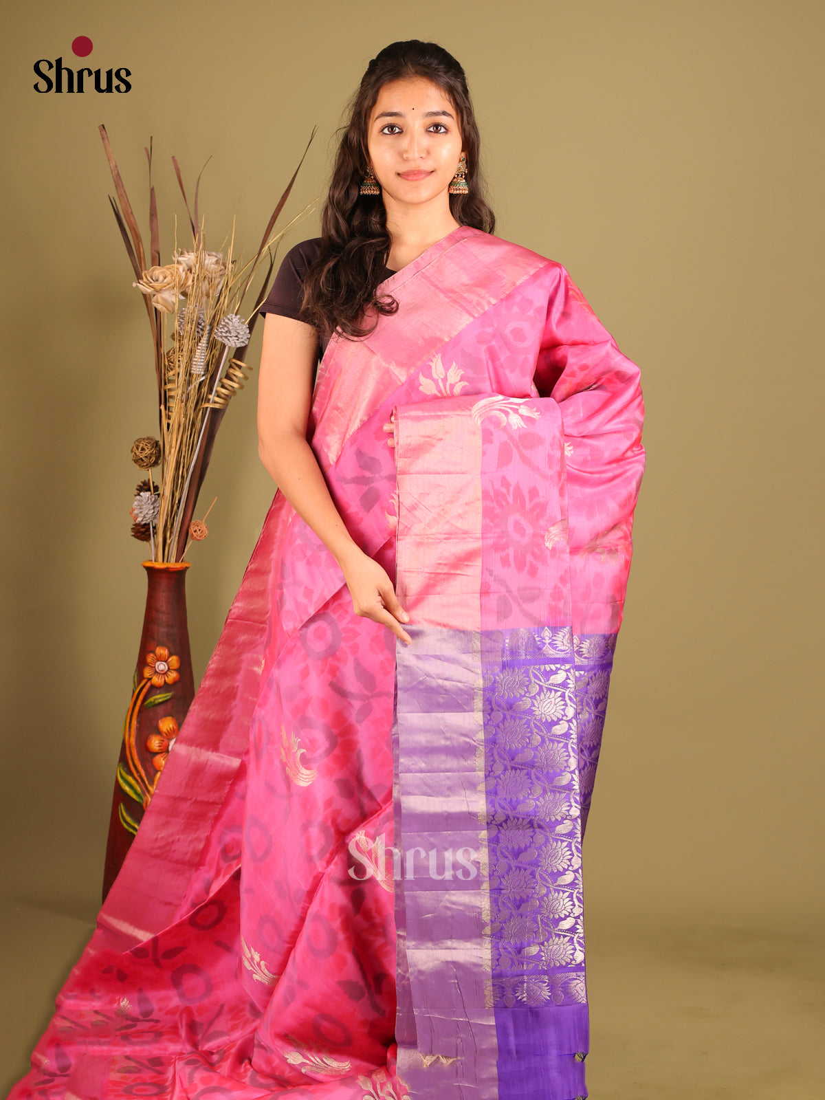 Pink Purple - Softsilk-halfpure Saree