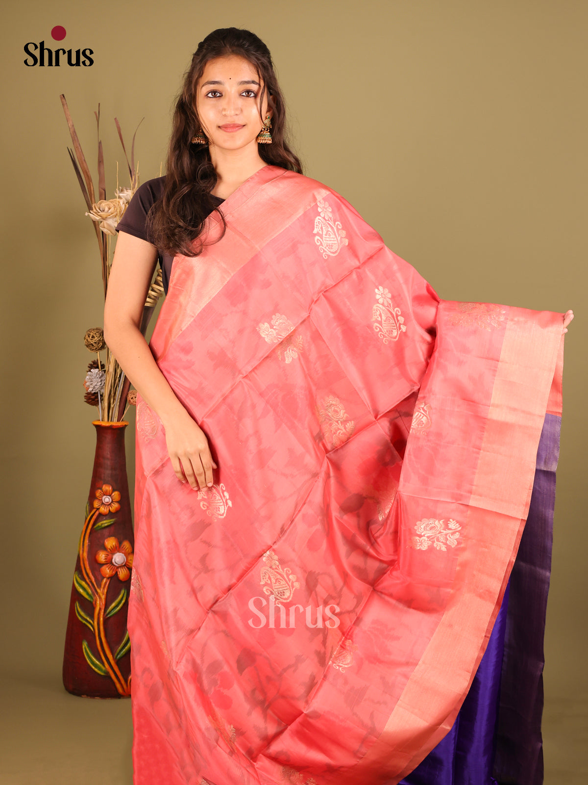 Pink & Blue Softsilk-halfpure Saree 1