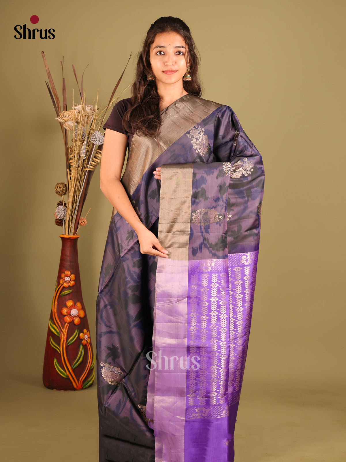 Dark Lavender & Purple- Softsilk-halfpure saree