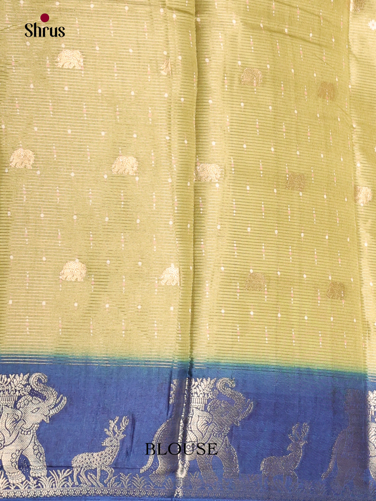 Light Green & Blue - Semi Crepe Saree - Shop on Shrus.com