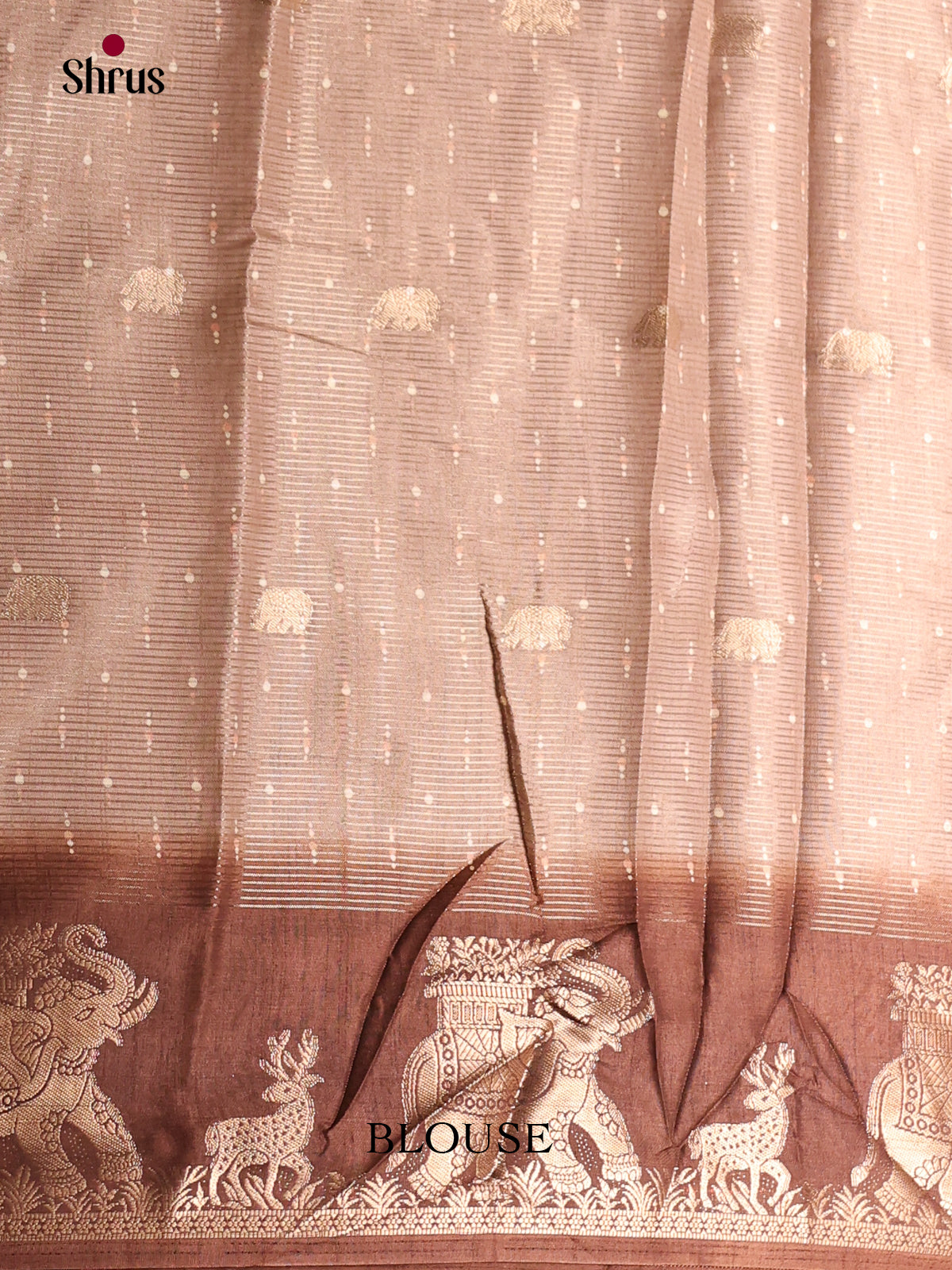 Beige & Brown - Semi Crepe Saree - Shop on Shrus.com