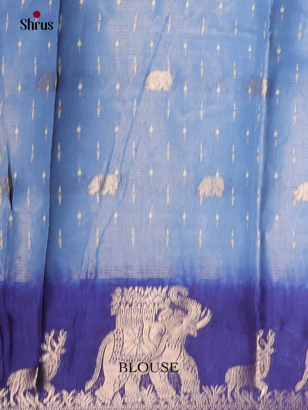 Light Blue & Blue- Semi Crepe Saree
