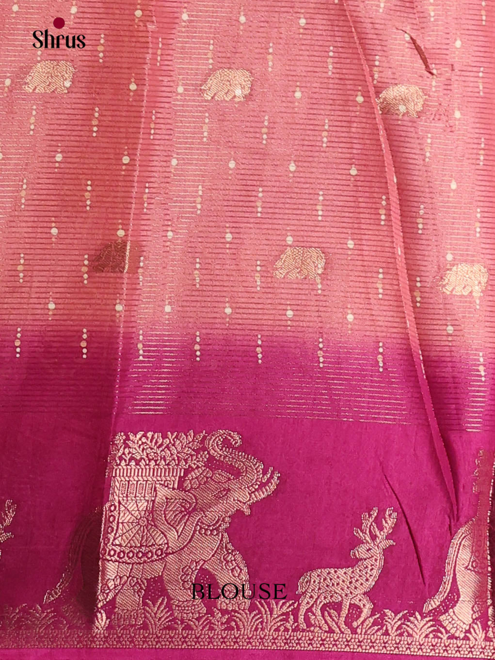 Peachish Pink & Purple - Semi Crepe Saree - Shop on Shrus.com