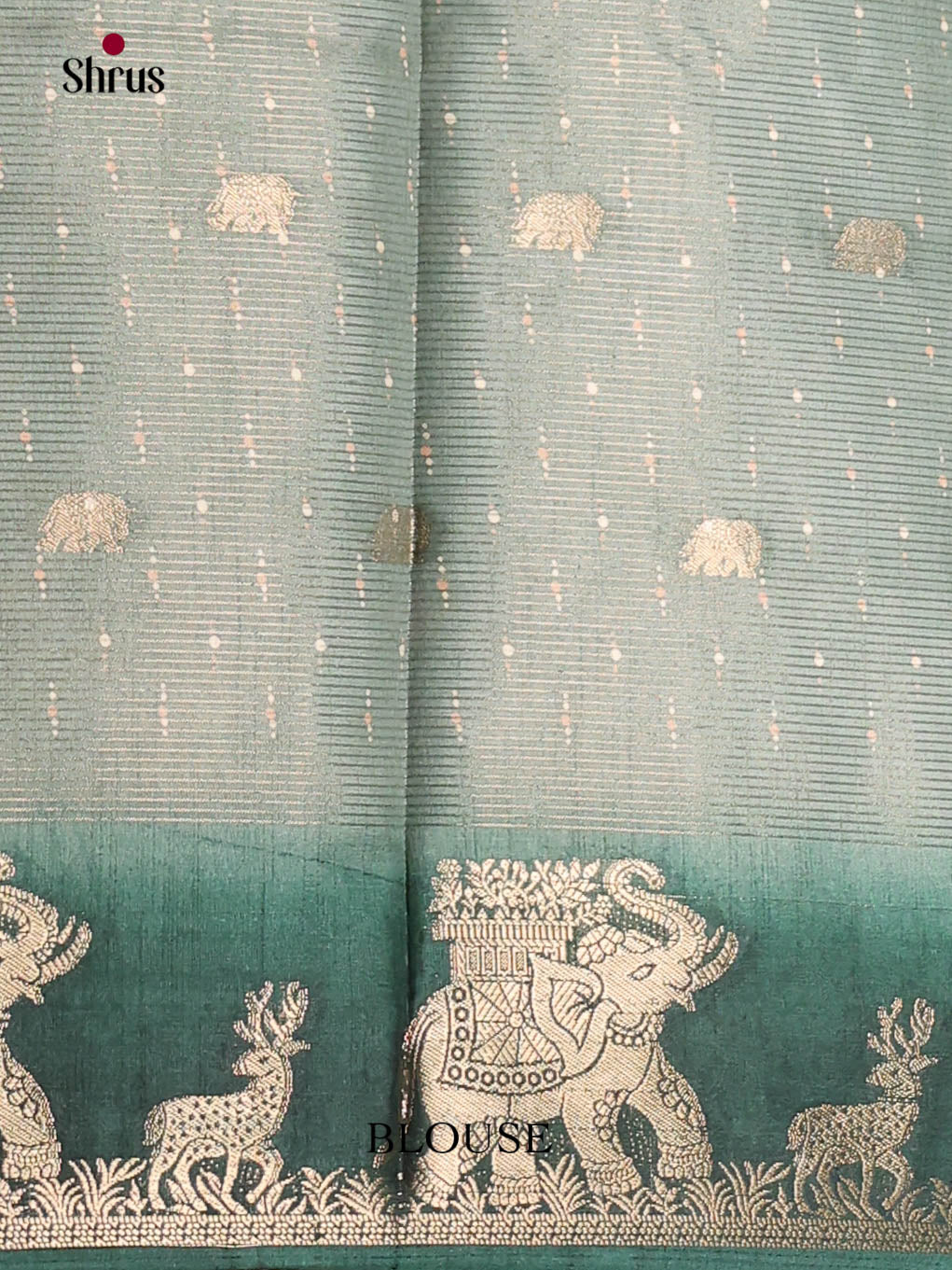 Grey & green - Semi Crepe Saree - Shop on Shrus.com