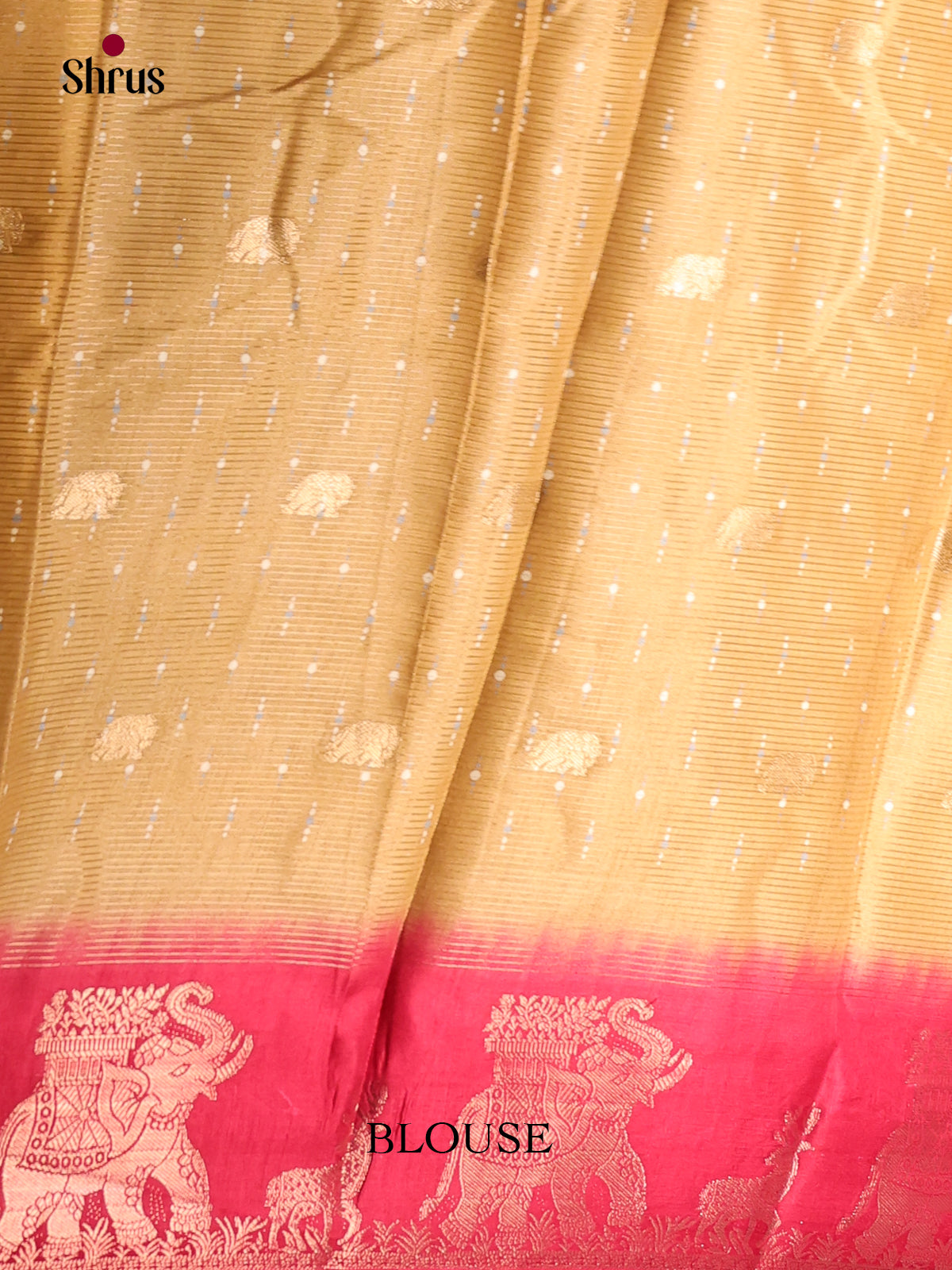 Beige & Red- Semi Crepe Saree - Shop on Shrus.com
