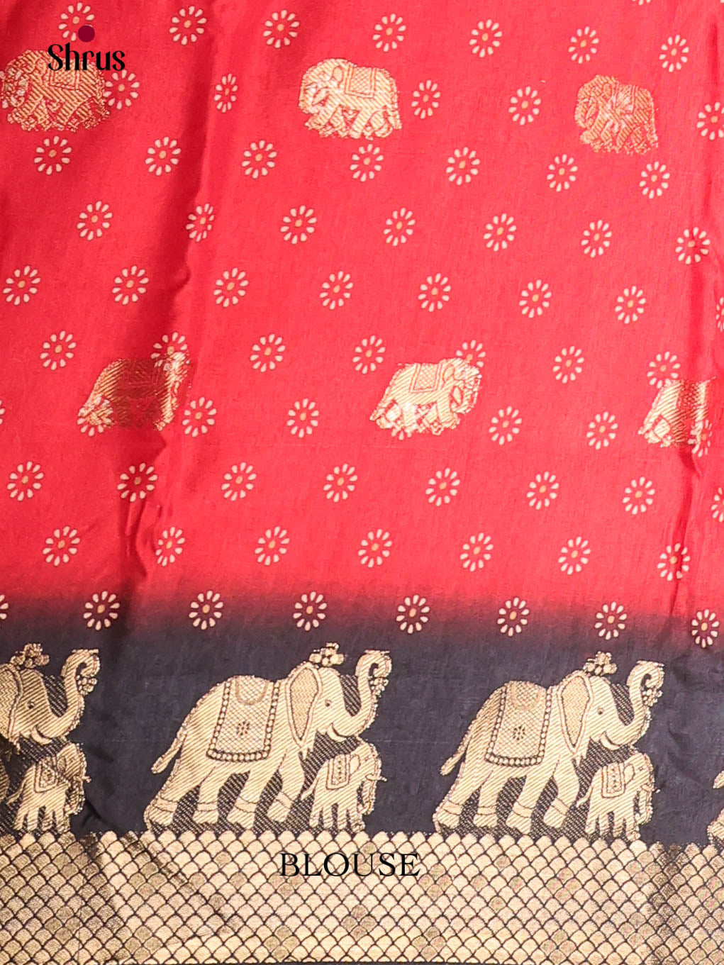 Red & Black - Semi Crepe Saree - Shop on Shrus.com