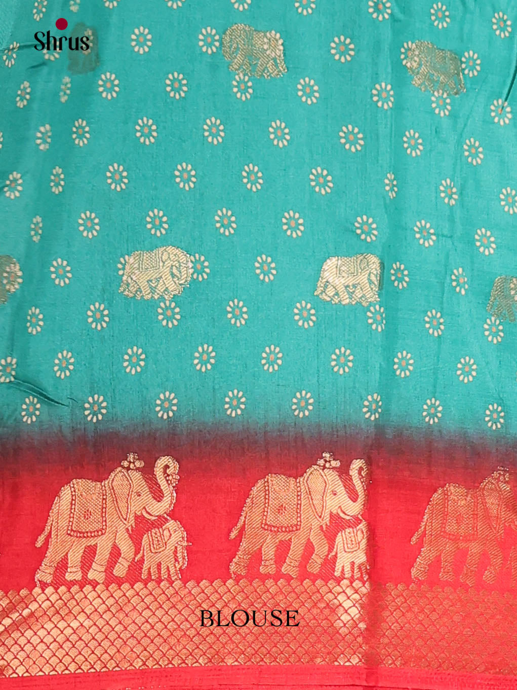 Pastel Blue & Red- Semi Crepe Saree - Shop on Shrus.com