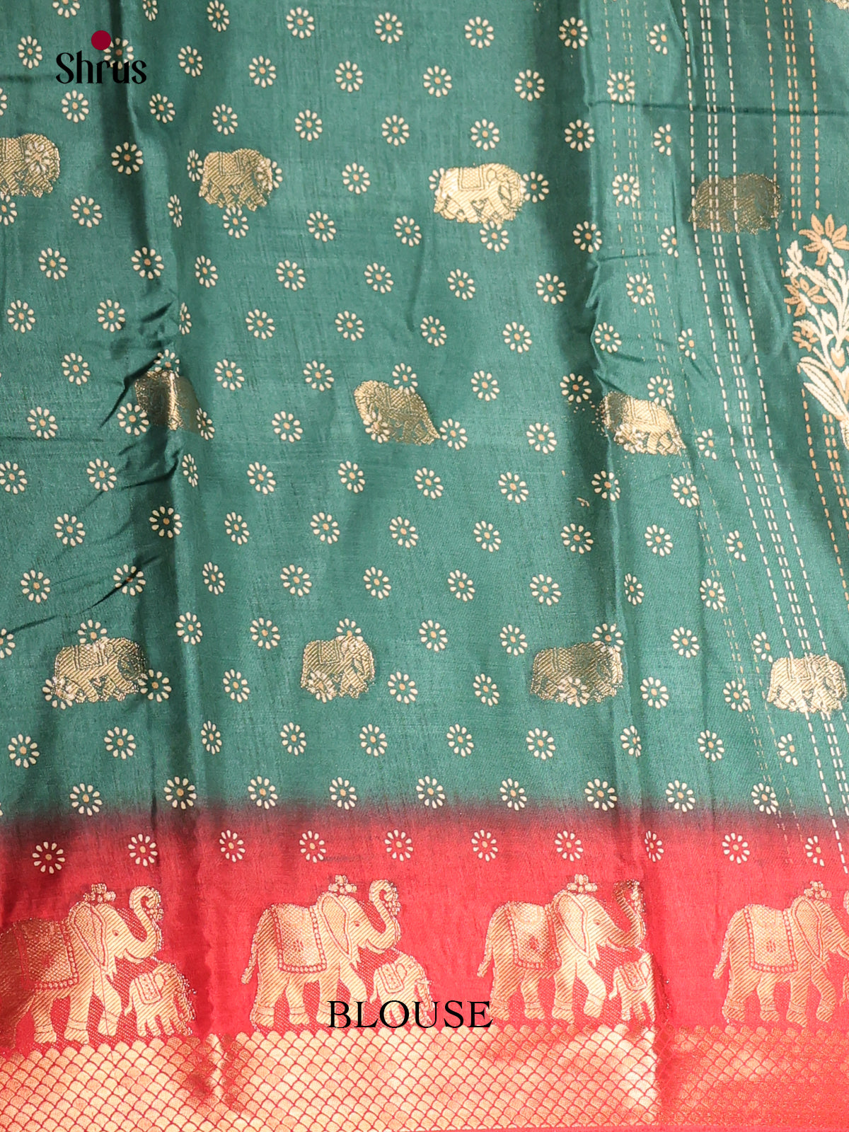 Green & Red- Semi Crepe Saree - Shop on Shrus.com