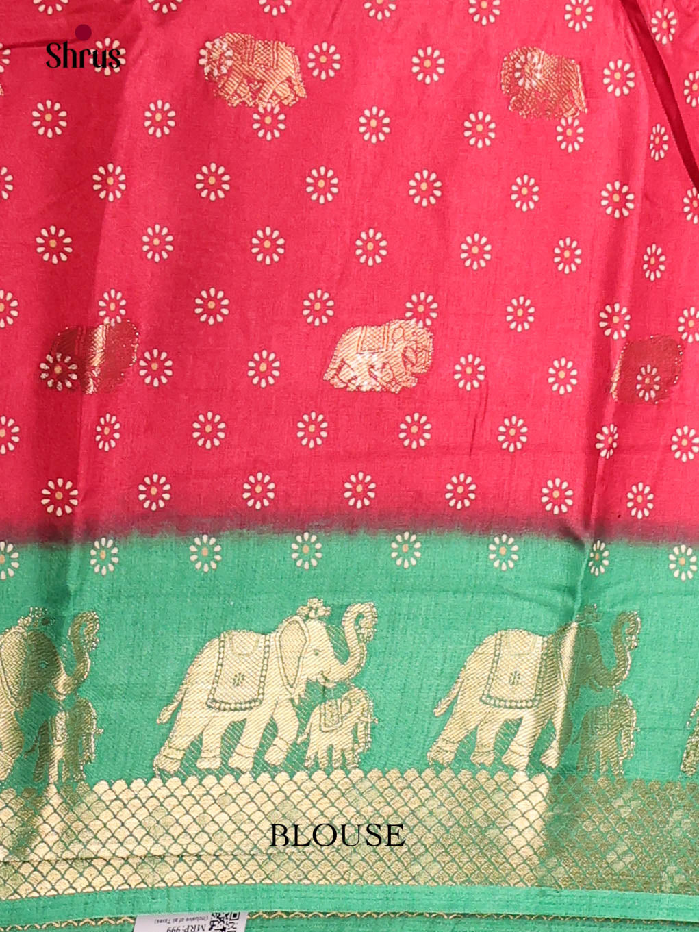 Red & Green - Semi Crepe Saree - Shop on Shrus.com