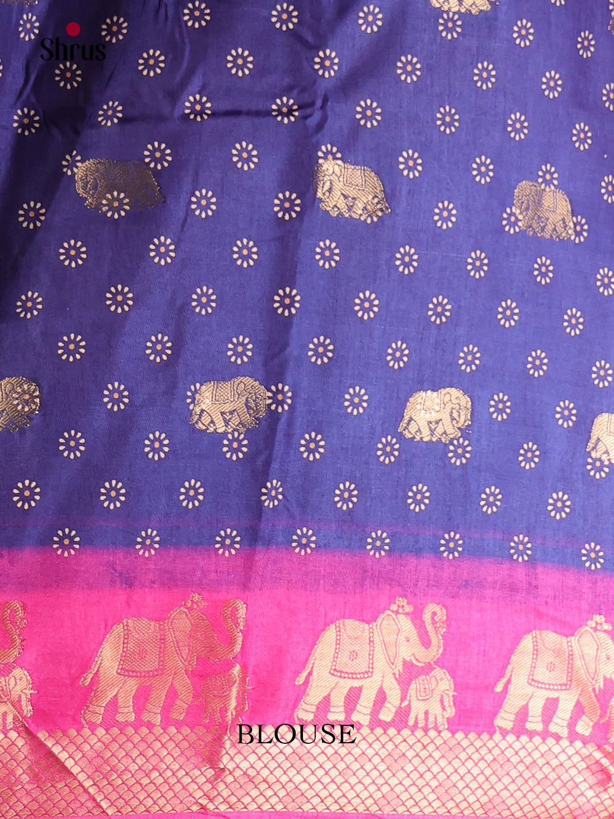 Blue & Pink - Semi Crepe Saree