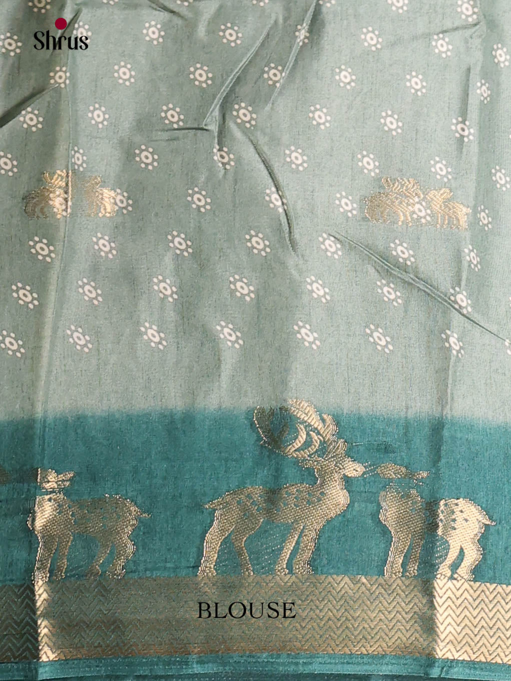 Grey & Green - Semi Crepe Saree - Shop on Shrus.com