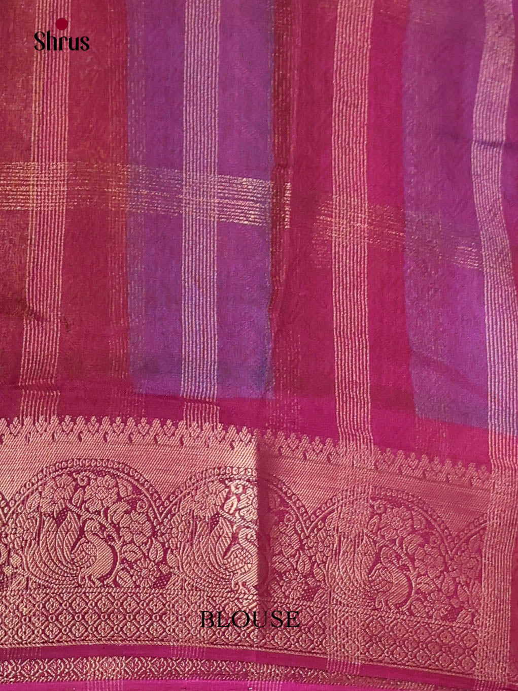 Blue & Maroon- Semi Crepe Saree