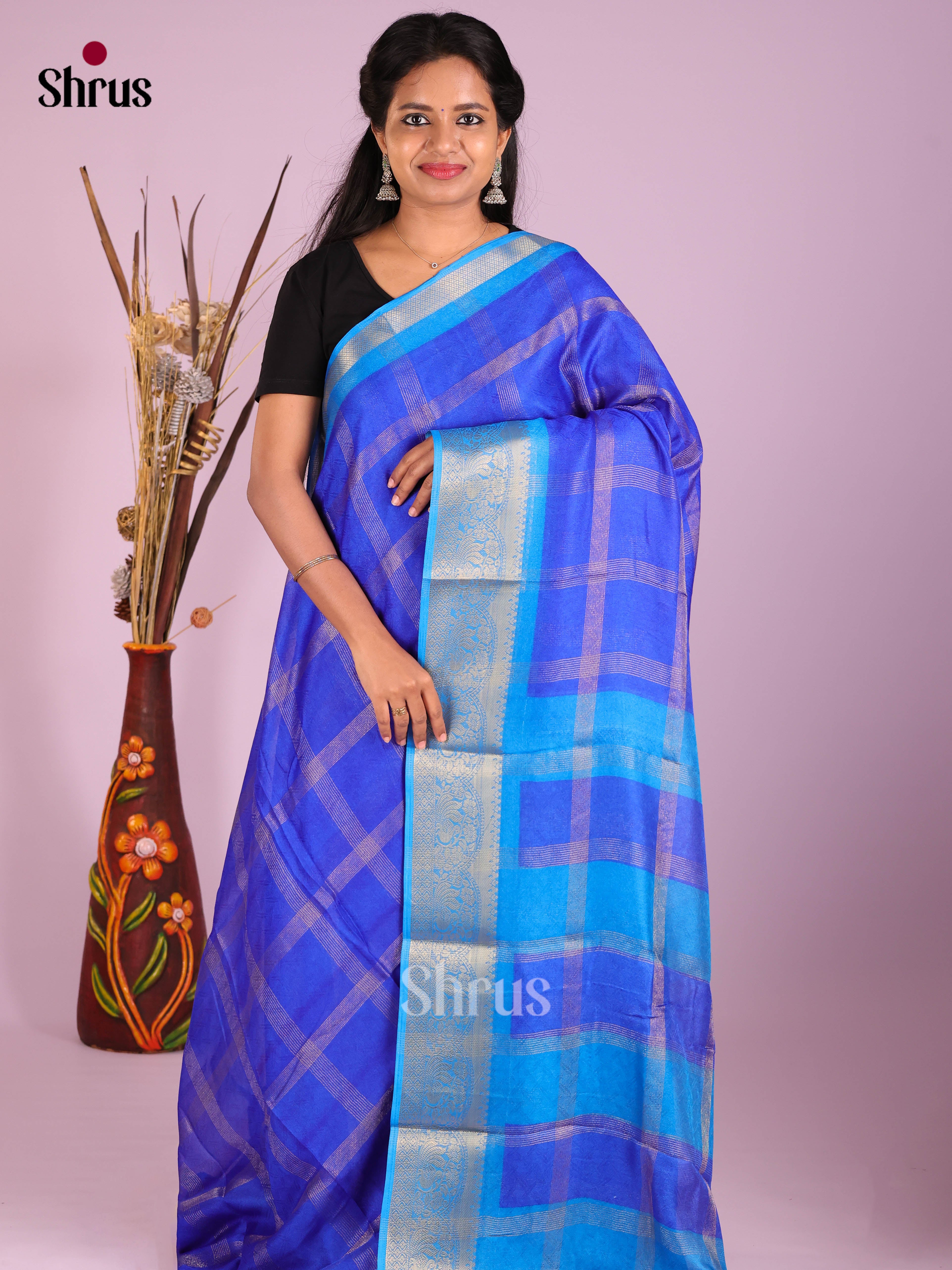 Blue- Semi Crepe Saree