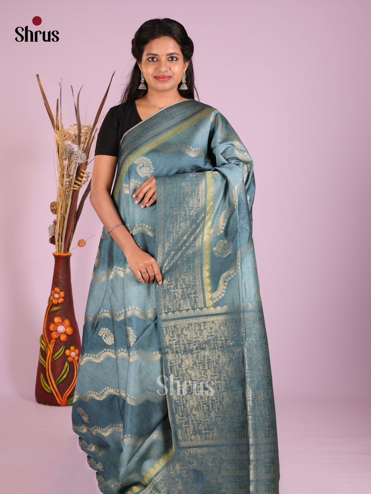 Grey- Semi Tussar Saree
