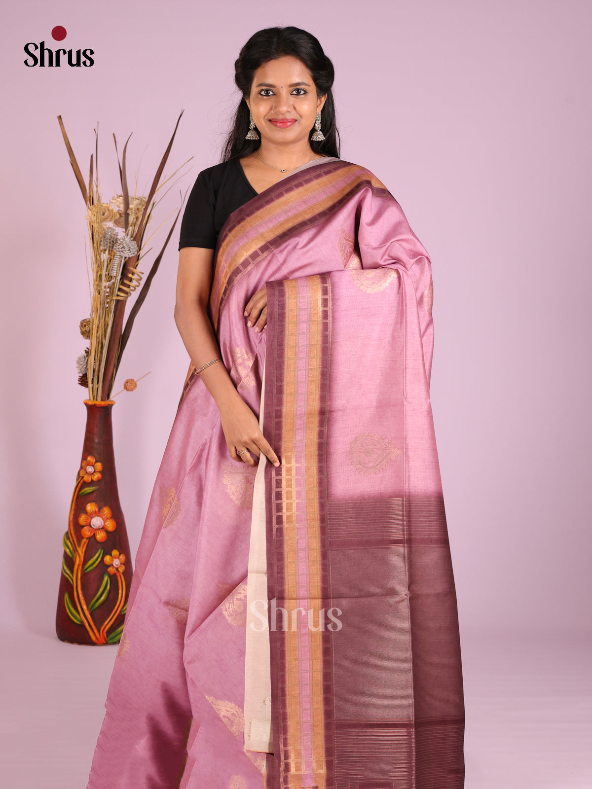 Lavender & Purple- Semi Tussar Saree