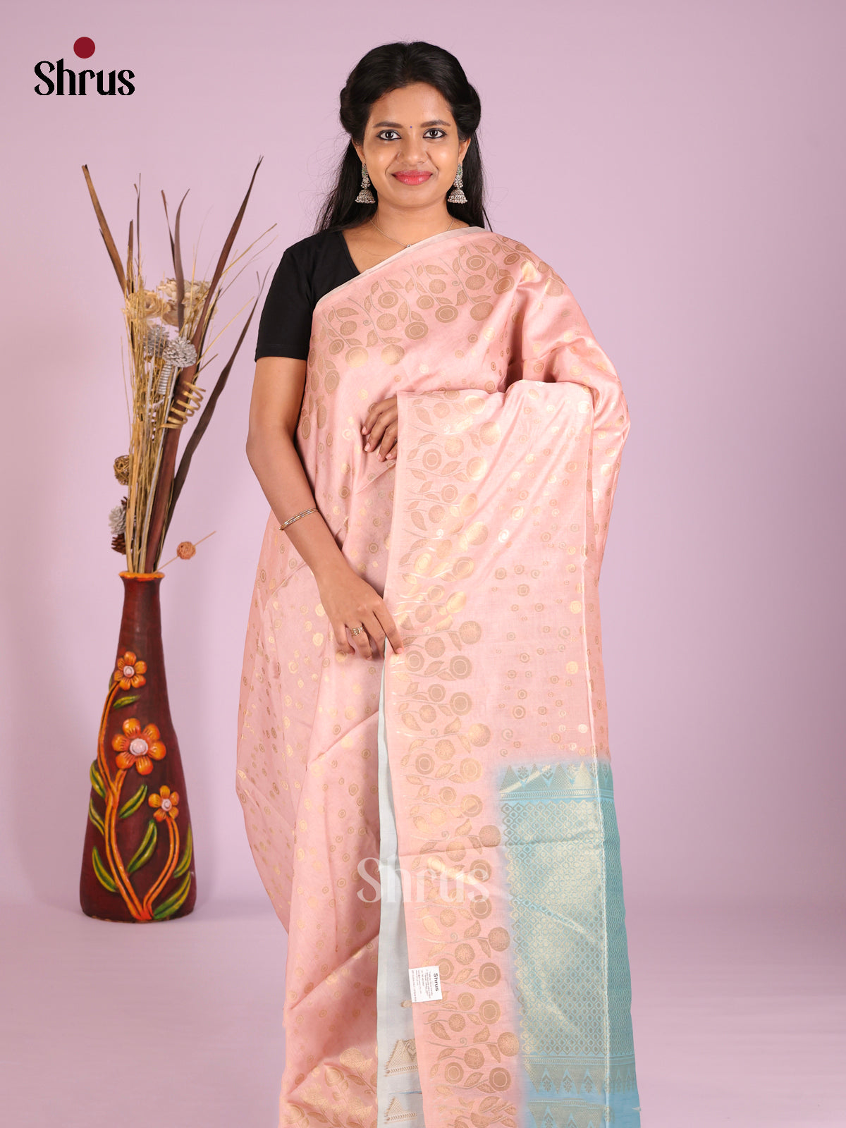 Pink & Blue - Semi Tussar Saree