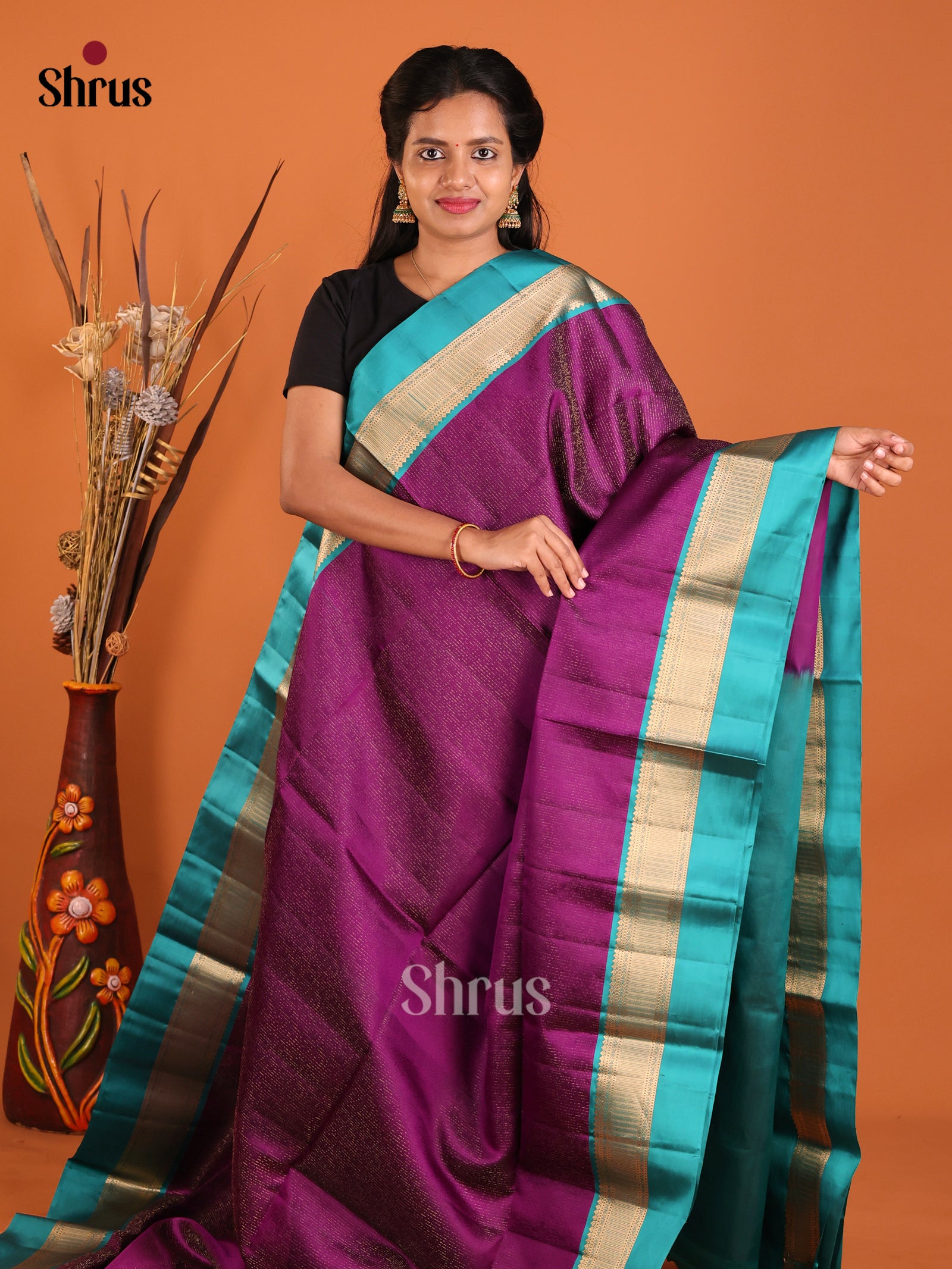 DIS06069 - Soft Silk (HR) Saree - Shop on Shrus.com
