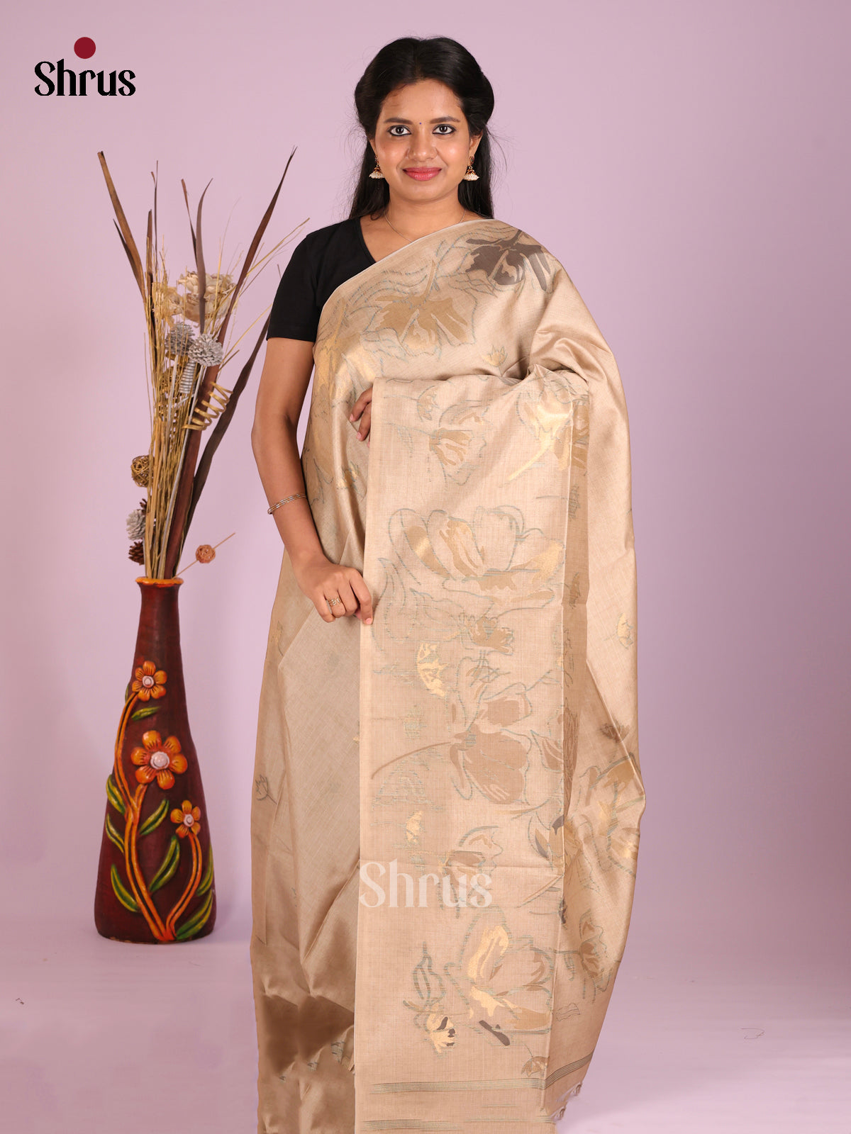 Grey - Semi Tussar Saree