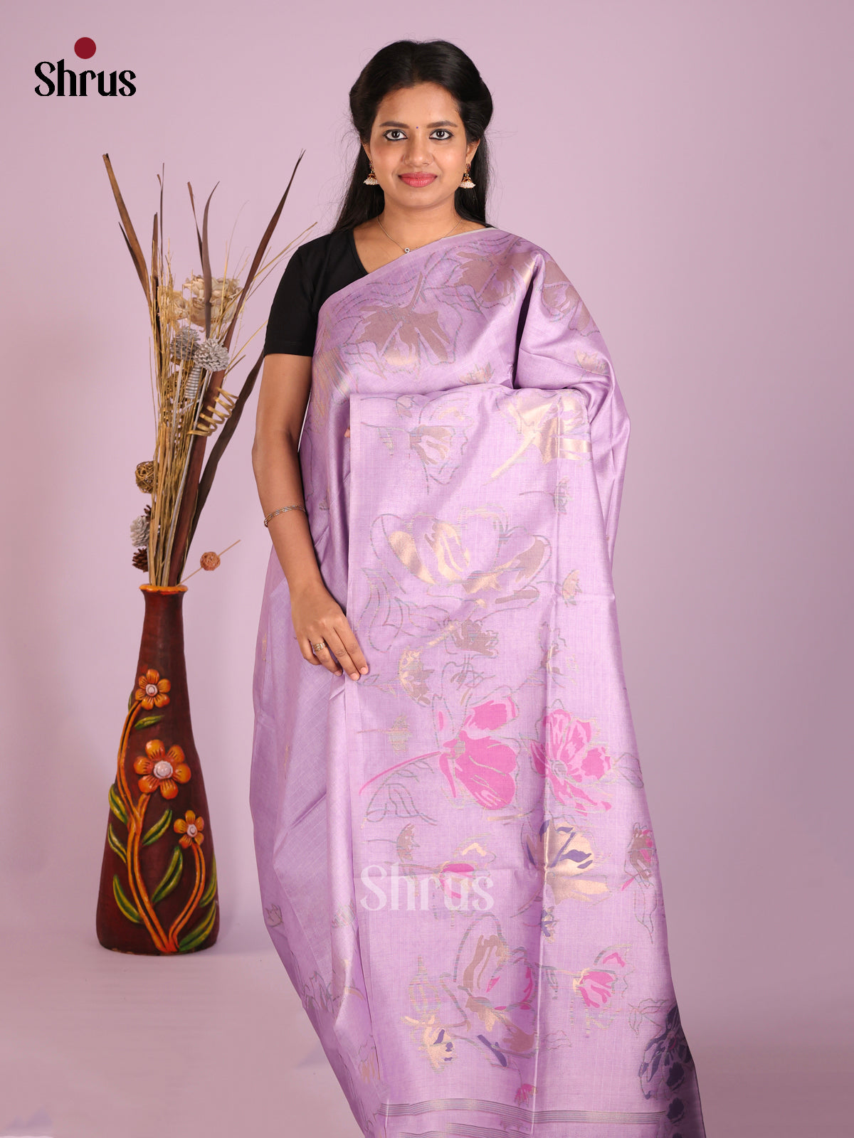 Lavender - Semi Tussar Saree